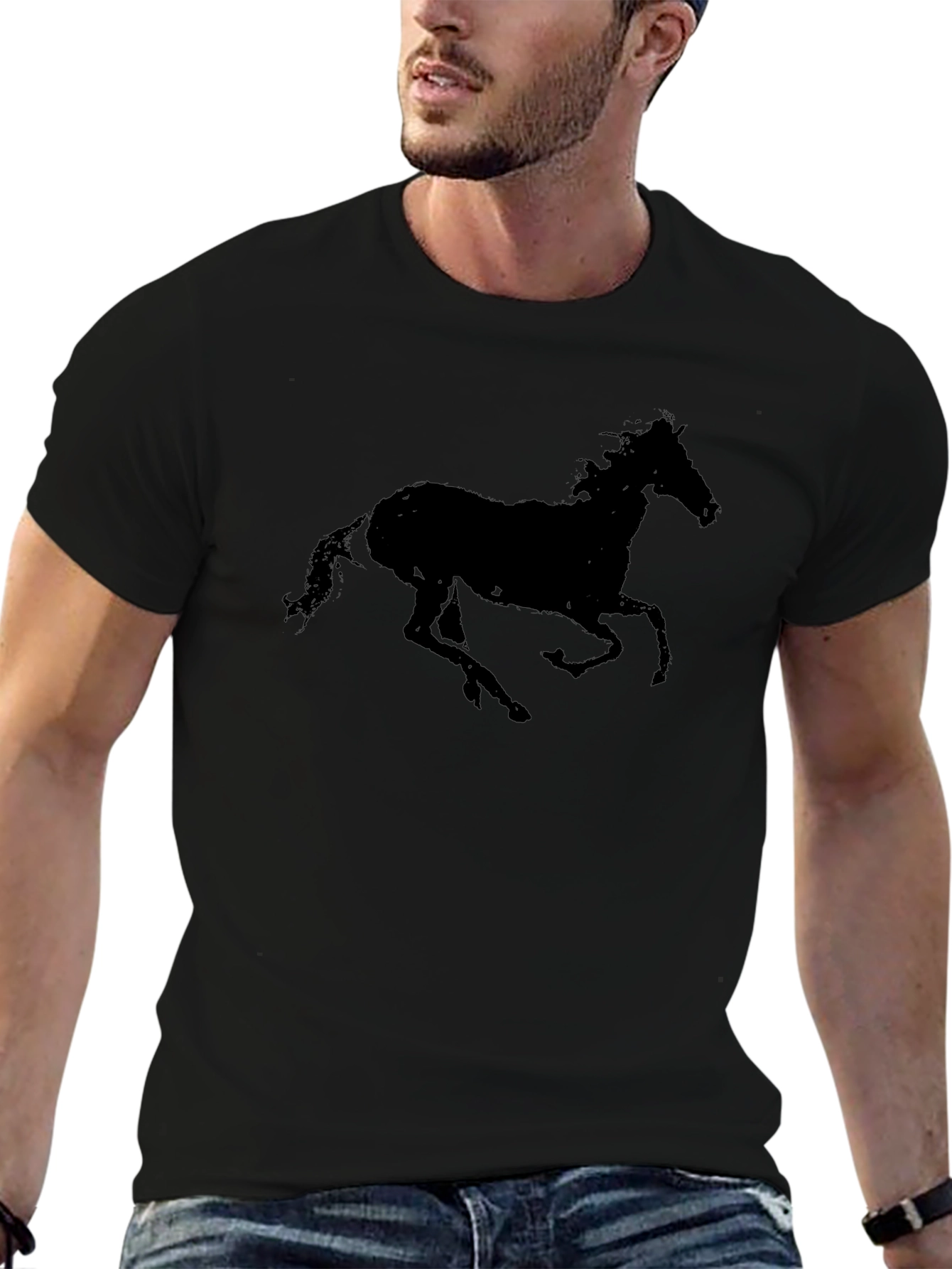 Black Horse Silhouette Graphic T-Shirt