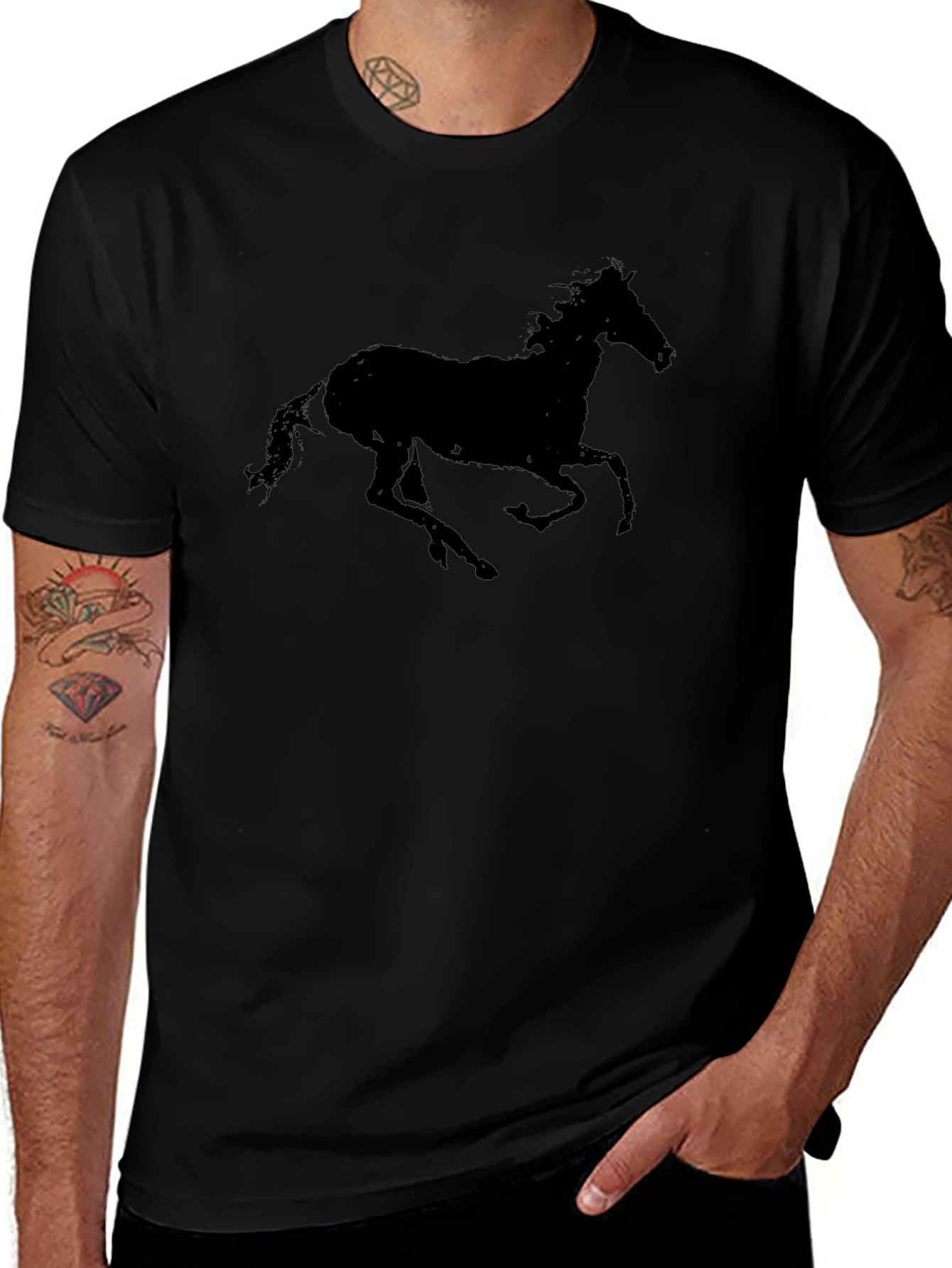 Black Horse Silhouette Graphic T-Shirt