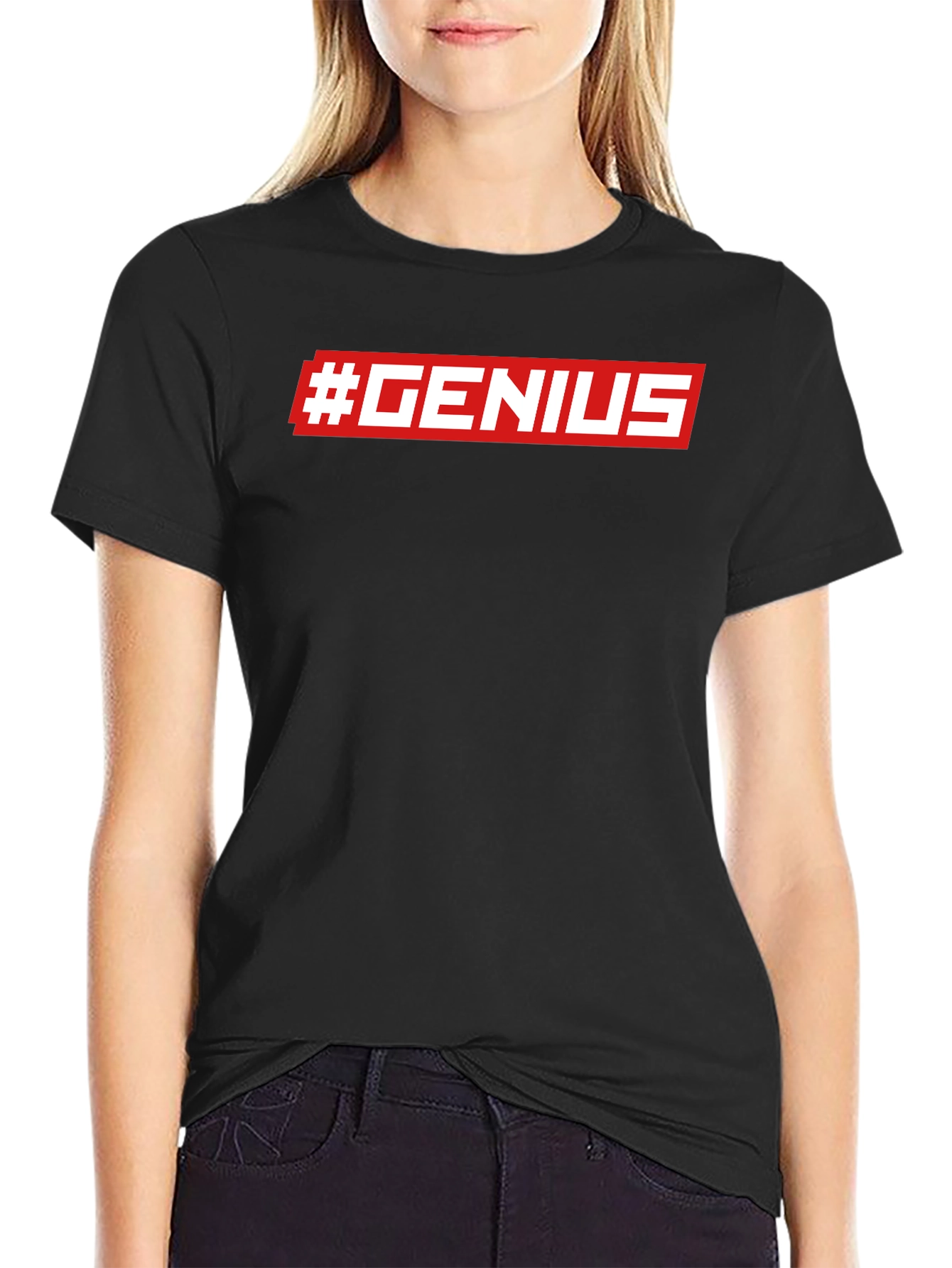 #GENIUS Graphic Print Crew Neck T-Shirt - Modern Style
