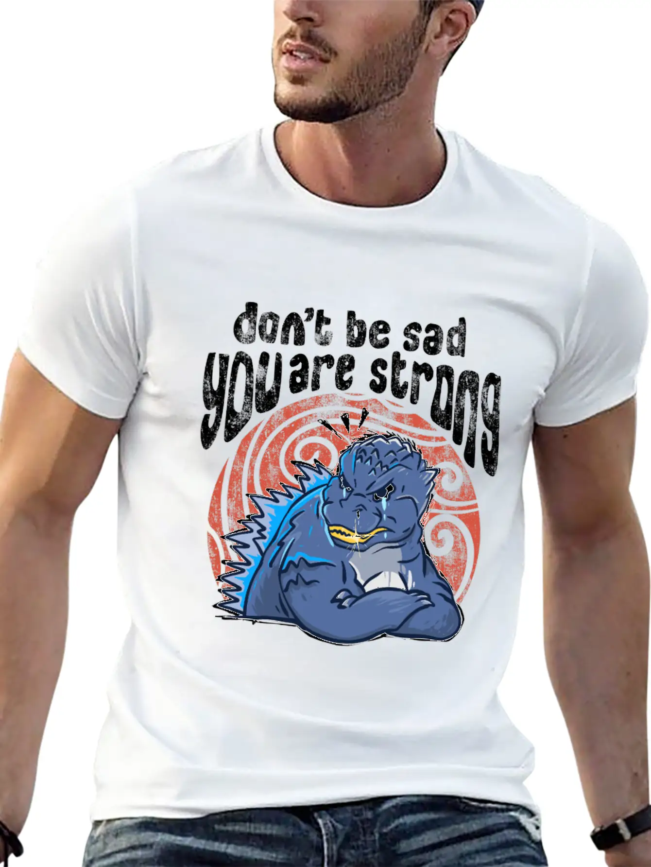 Sad Monster Casual Graphic T-Shirt – Simple And Comfortable Daily Wear