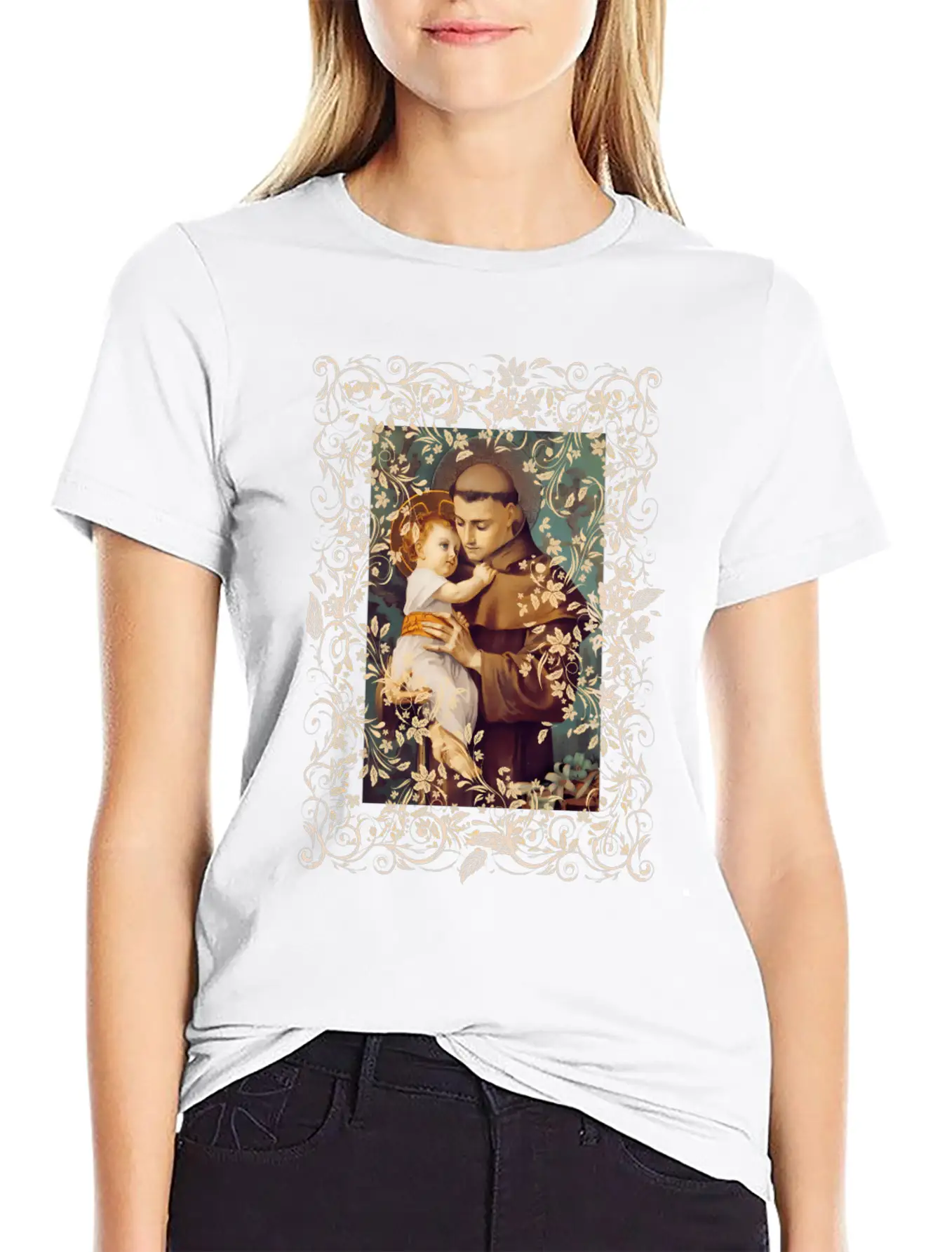 Saint Anthony Of Padua Catholic St. Rosary Casual Graphic T-Shirt – Simple And Comfortable Daily Wear