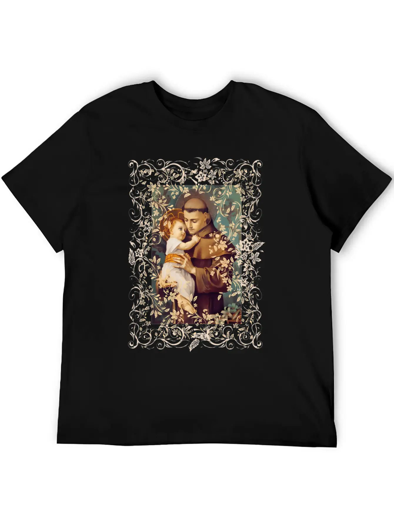 Saint Anthony Of Padua Catholic St. Rosary Casual Graphic T-Shirt – Simple And Comfortable Daily Wear