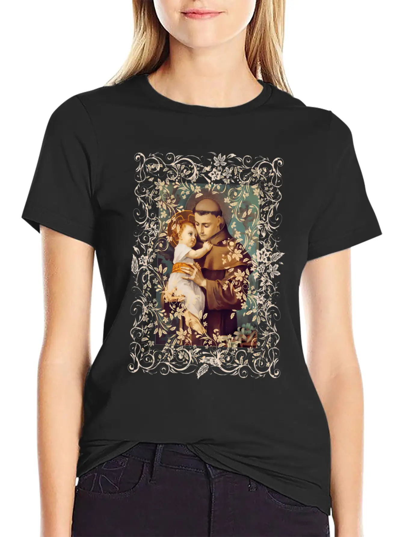 Saint Anthony Of Padua Catholic St. Rosary Casual Graphic T-Shirt – Simple And Comfortable Daily Wear