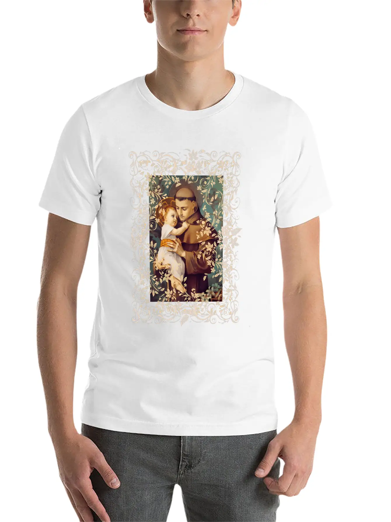 Saint Anthony Of Padua Catholic St. Rosary Casual Graphic T-Shirt – Simple And Comfortable Daily Wear