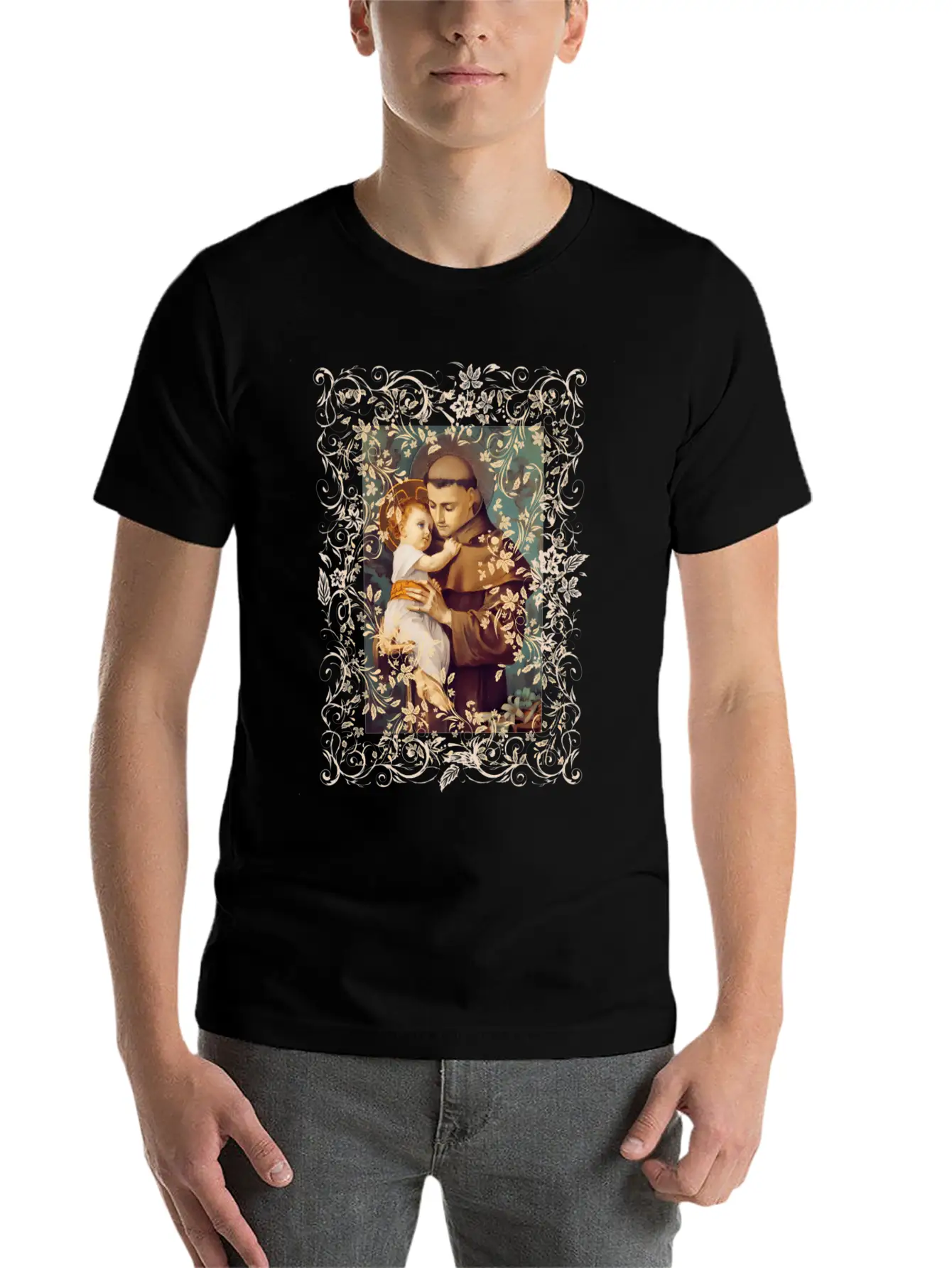 Saint Anthony Of Padua Catholic St. Rosary Casual Graphic T-Shirt – Simple And Comfortable Daily Wear