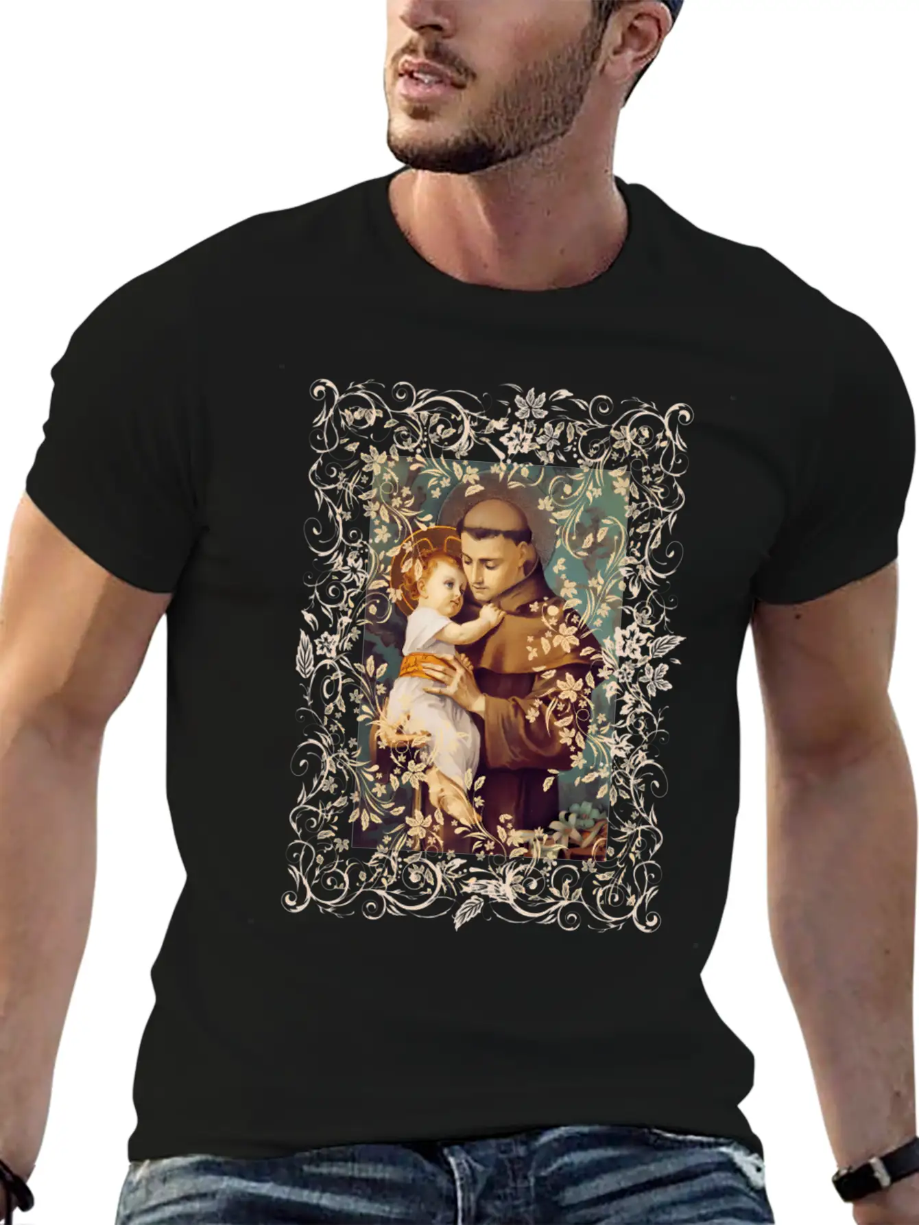 Saint Anthony Of Padua Catholic St. Rosary Casual Graphic T-Shirt – Simple And Comfortable Daily Wear