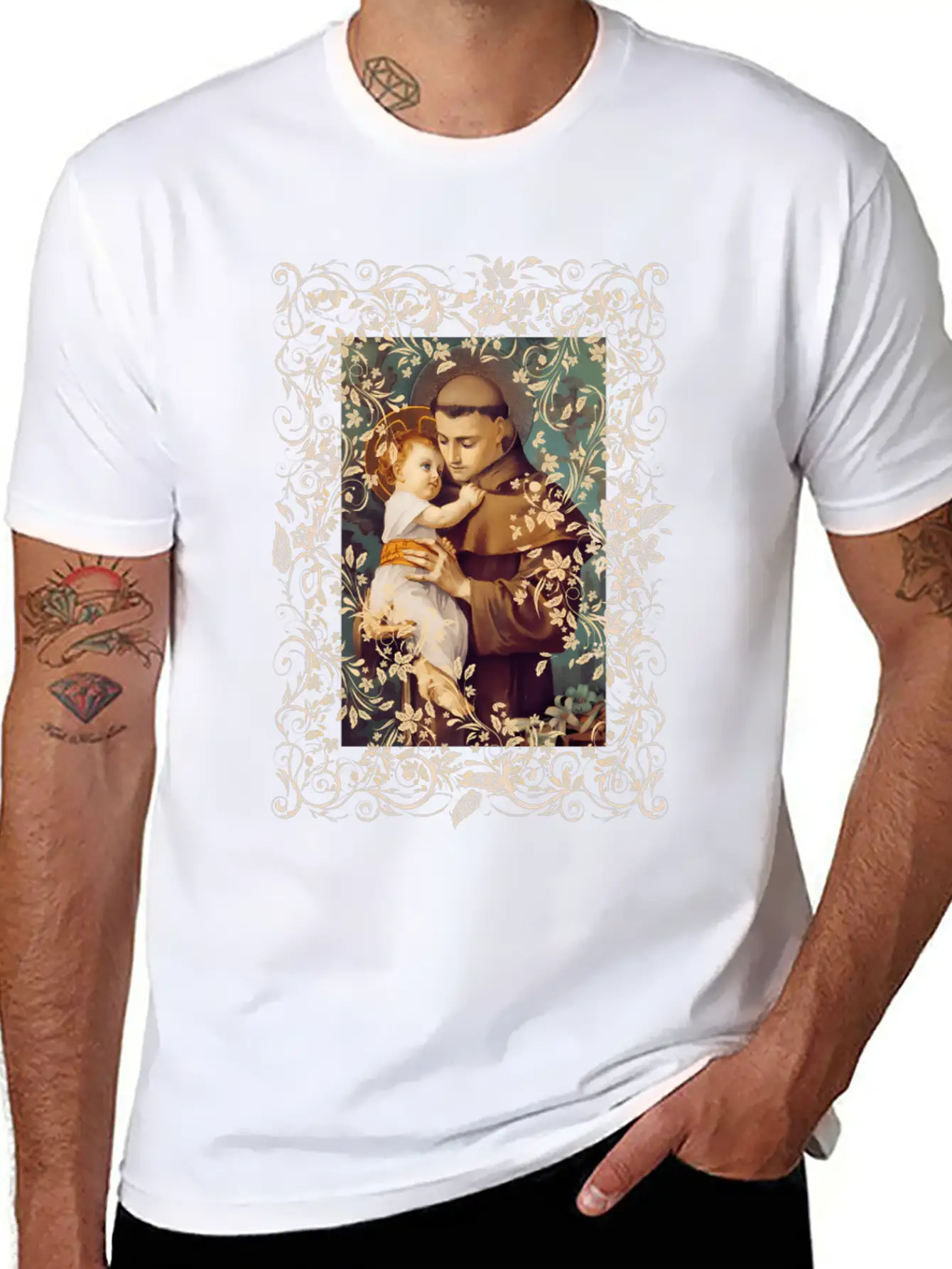 Saint Anthony Of Padua Catholic St. Rosary Casual Graphic T-Shirt – Simple And Comfortable Daily Wear