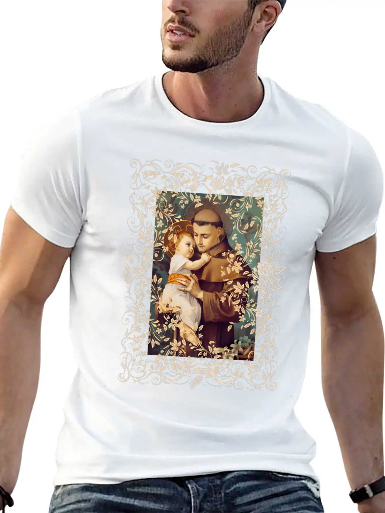 Saint Anthony Of Padua Catholic St. Rosary Casual Graphic T-Shirt – Simple And Comfortable Daily Wear