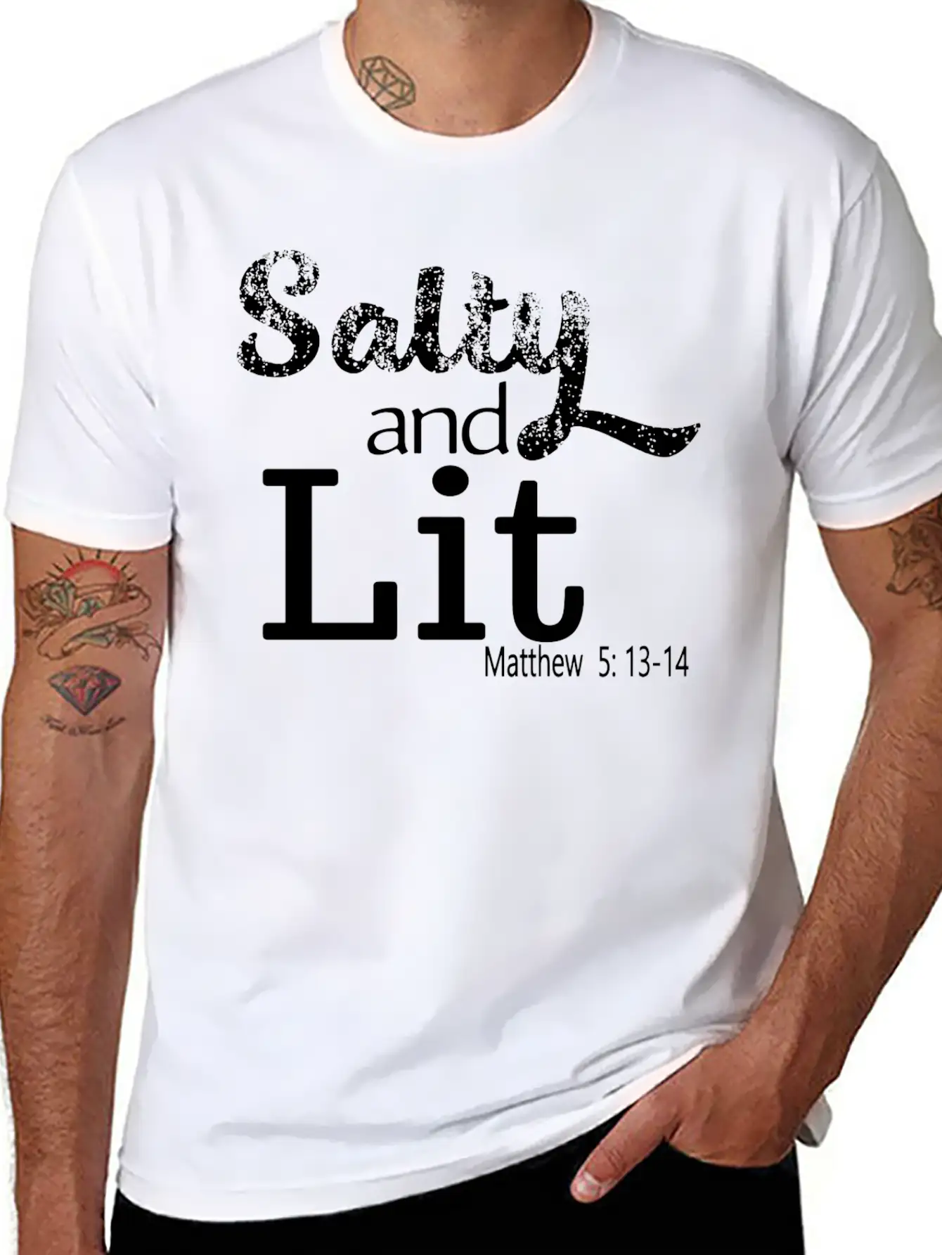 Salty And Lit Christian Bible Verse Scripture Casual Graphic T-Shirt – Simple And Comfortable Daily Wear