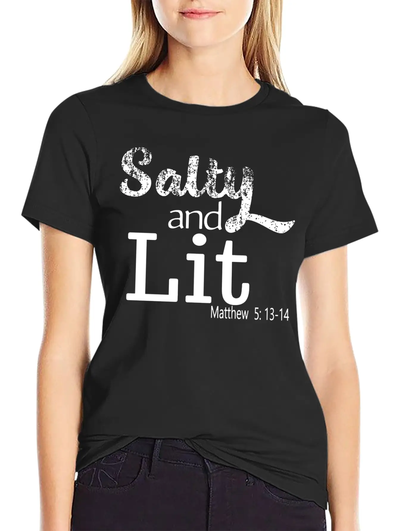 Salty And Lit Christian Bible Verse Scripture Casual Graphic T-Shirt – Simple And Comfortable Daily Wear