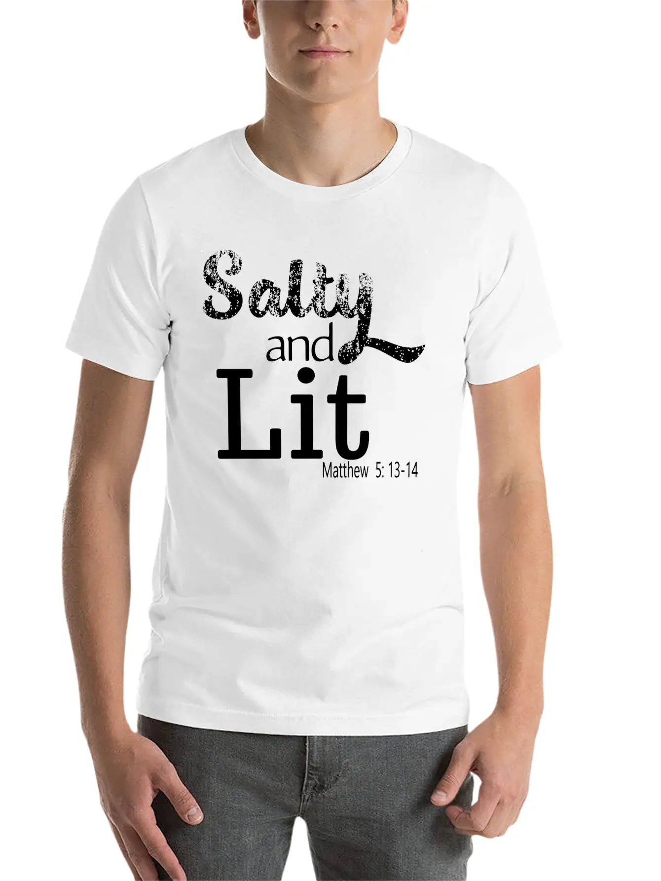 Salty And Lit Christian Bible Verse Scripture Casual Graphic T-Shirt – Simple And Comfortable Daily Wear