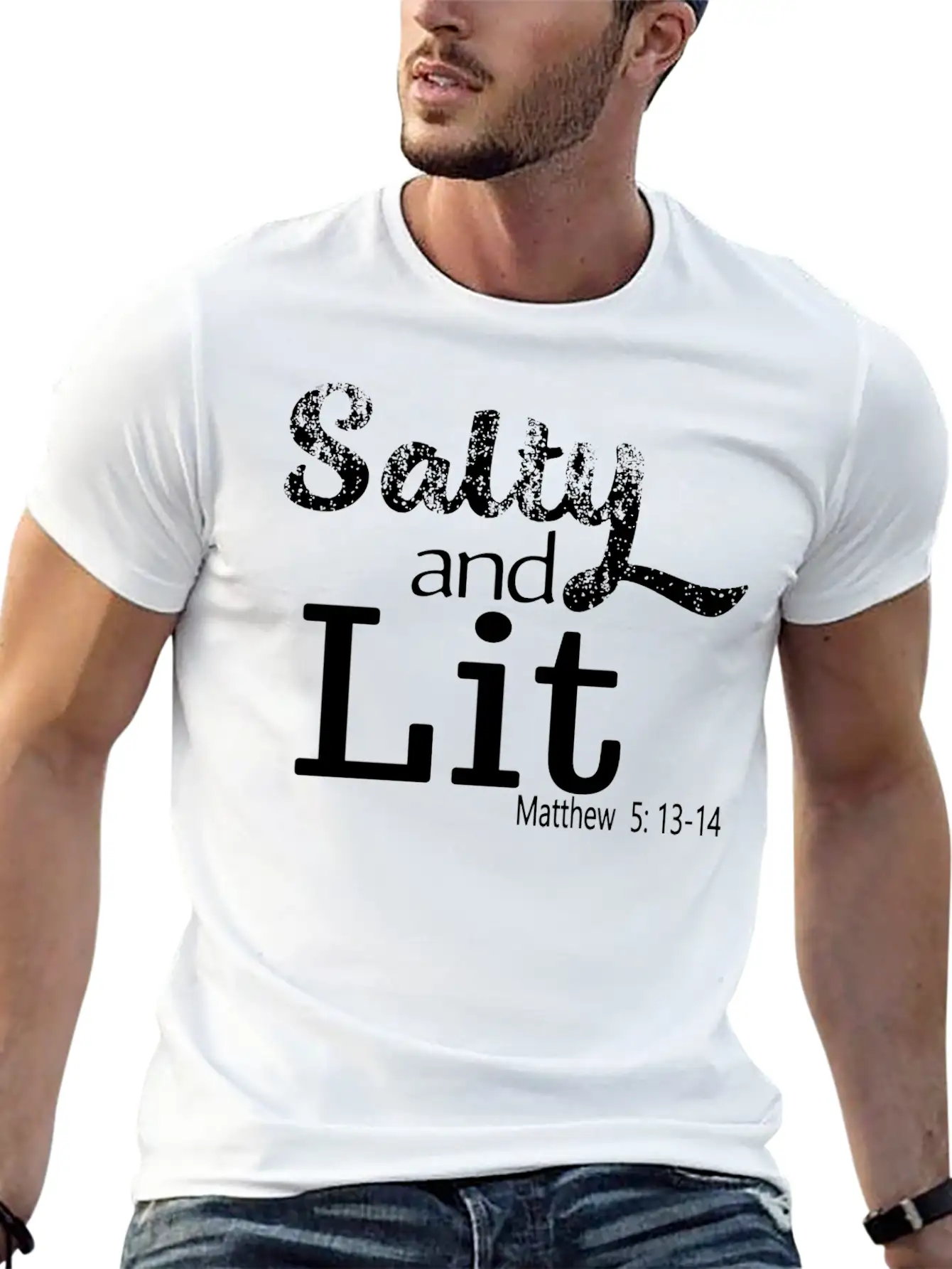 Salty And Lit Christian Bible Verse Scripture Casual Graphic T-Shirt – Simple And Comfortable Daily Wear
