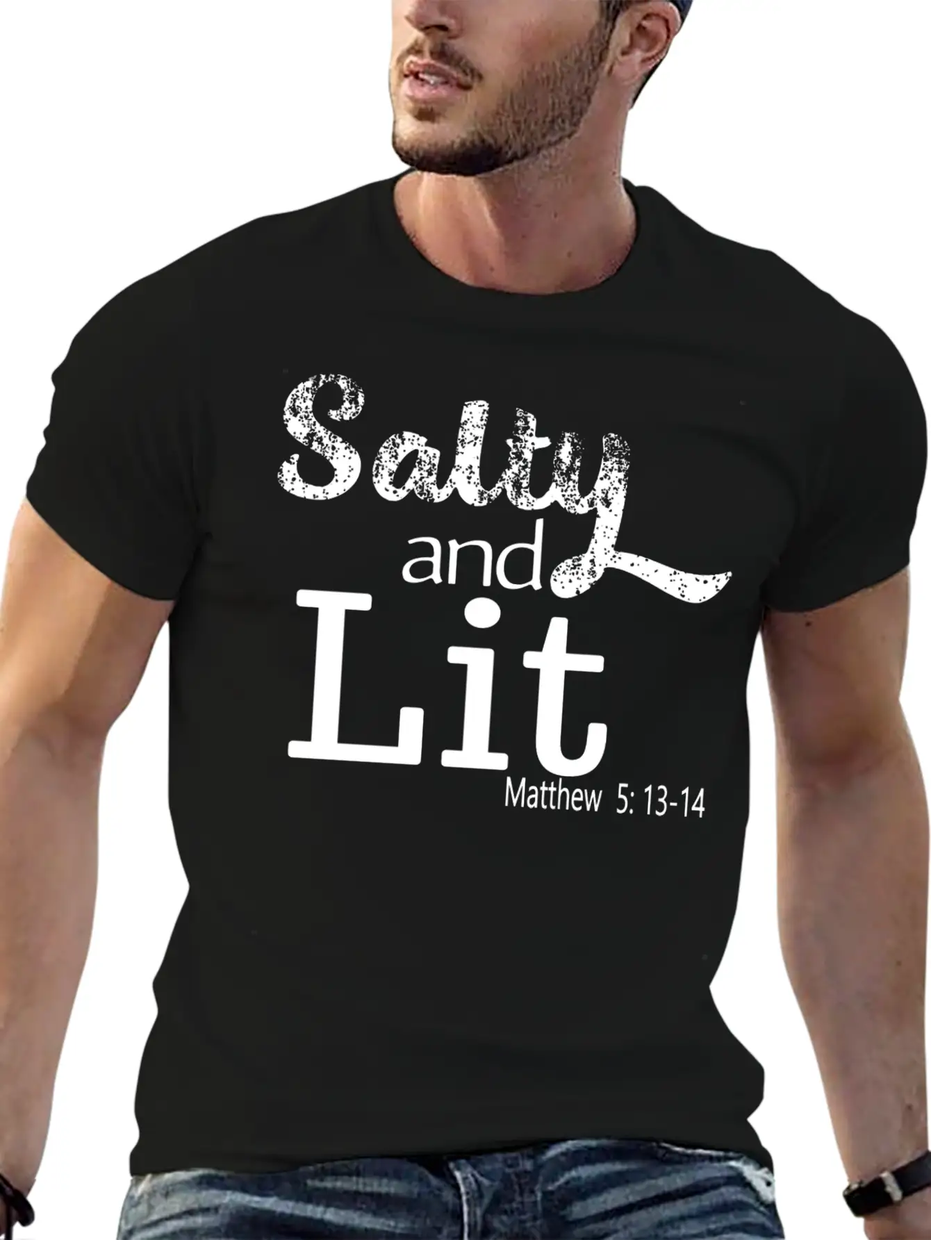 Salty And Lit Christian Bible Verse Scripture Casual Graphic T-Shirt – Simple And Comfortable Daily Wear