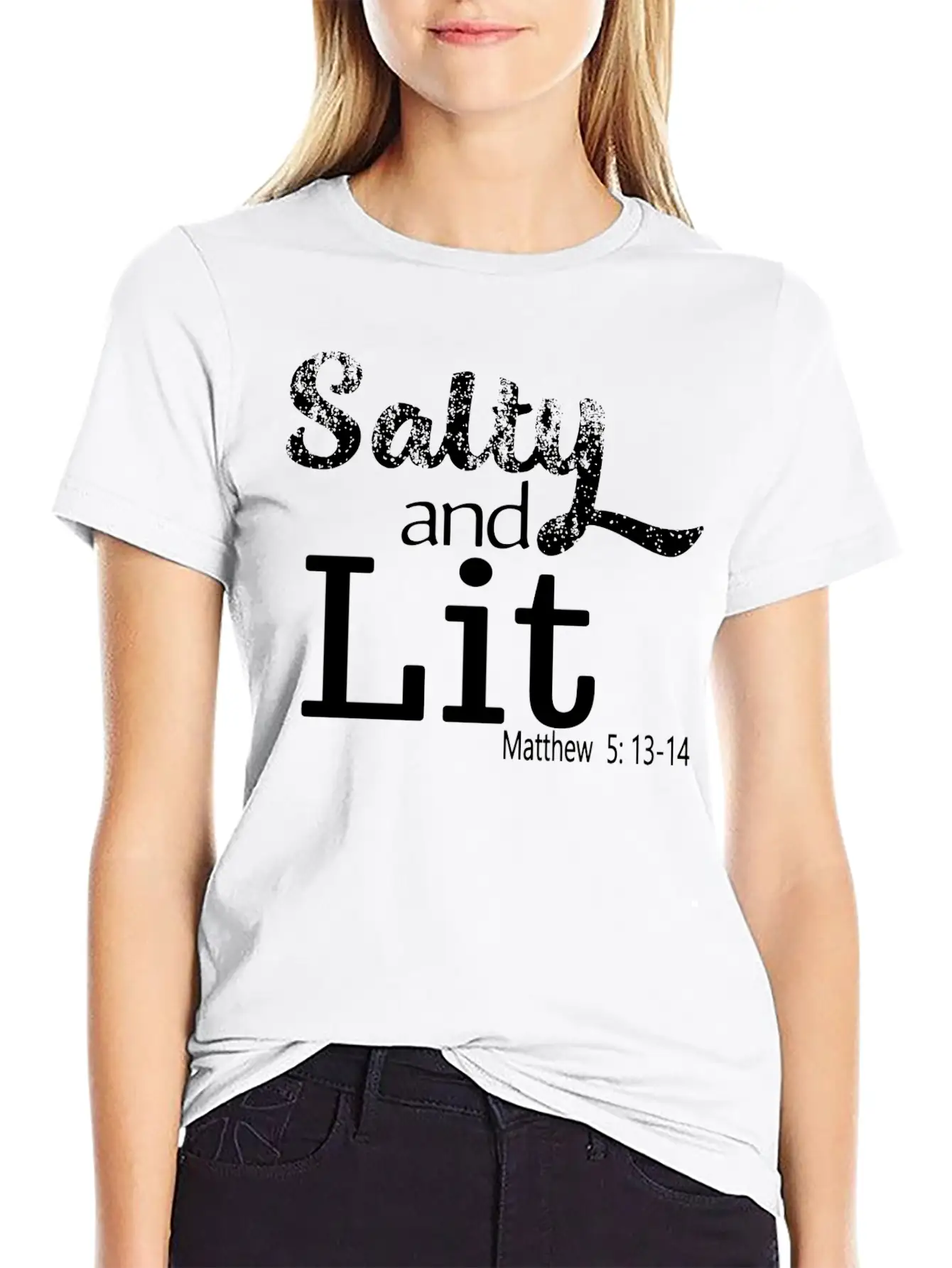 Salty And Lit Christian Bible Verse Scripture Casual Graphic T-Shirt – Simple And Comfortable Daily Wear