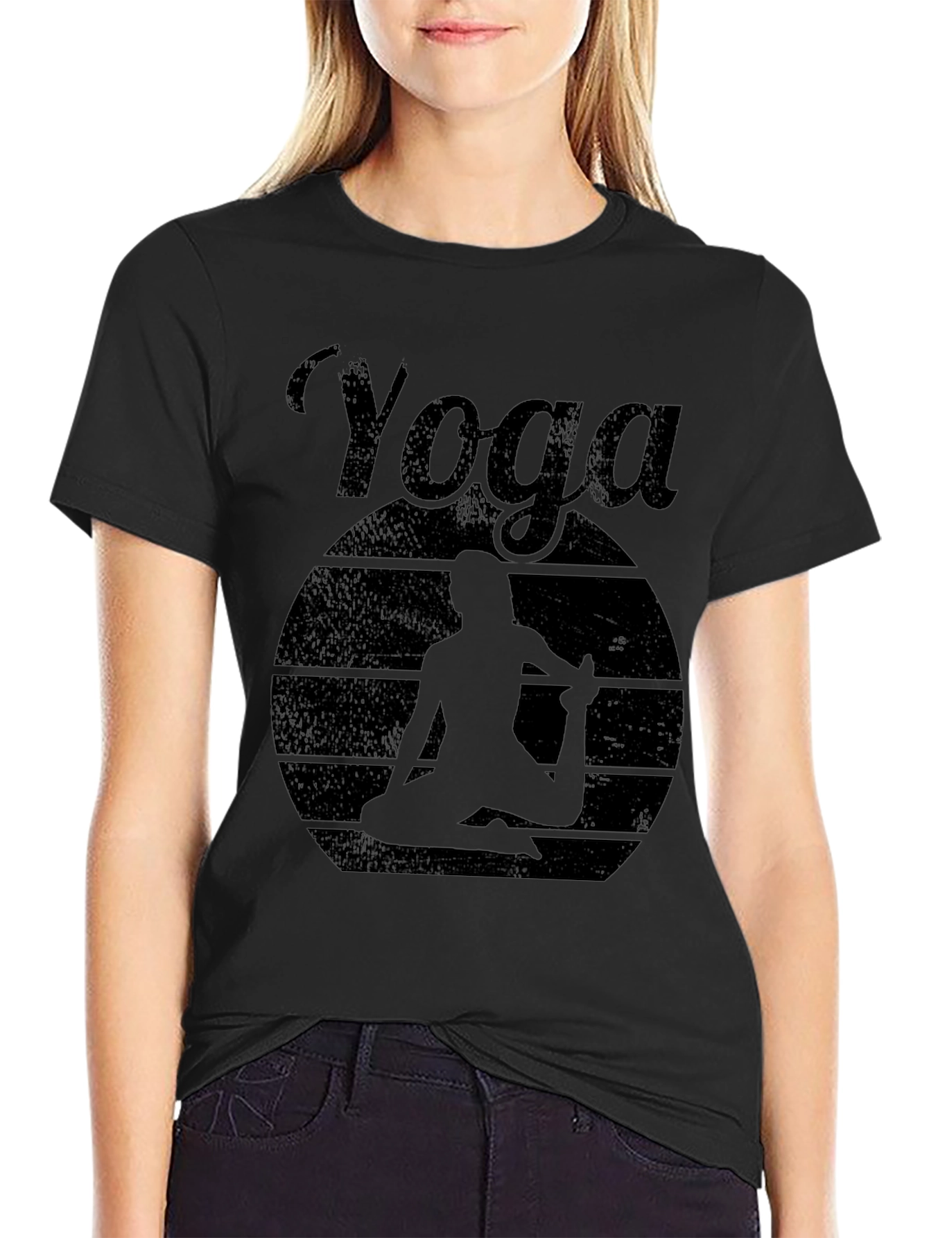 Yoga Silhouette Graphic Tee - Black