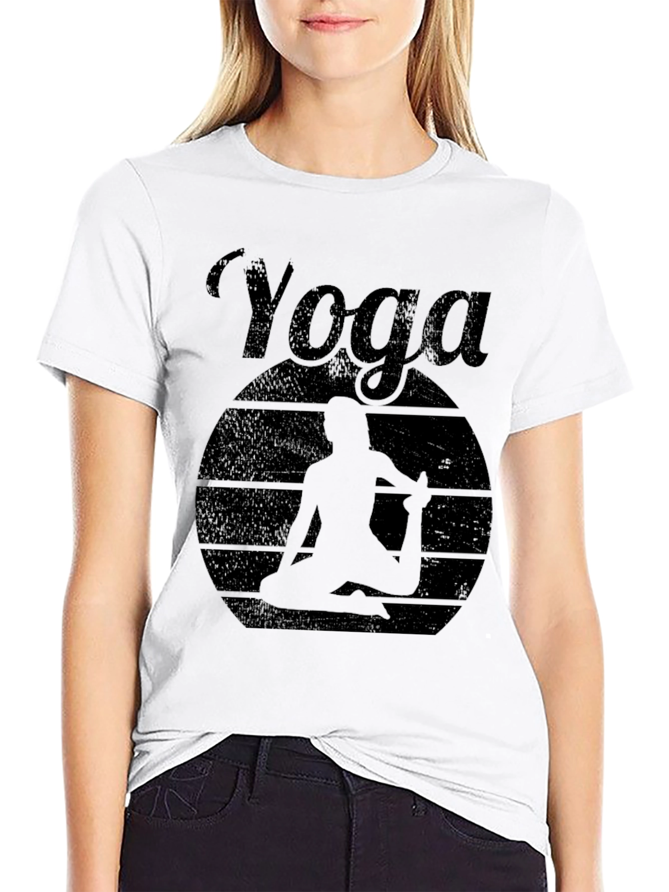 Yoga Silhouette Graphic Tee - Black