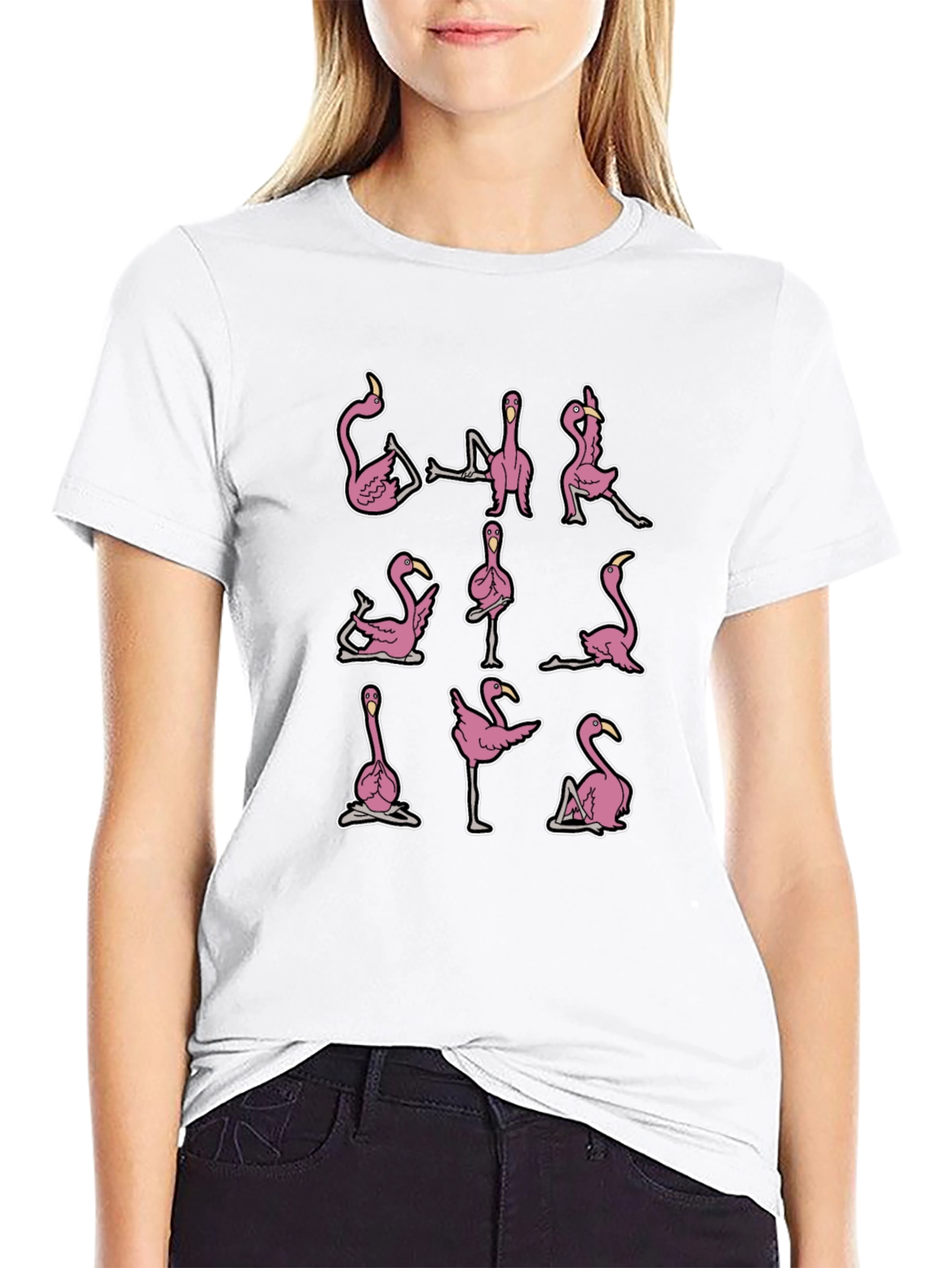 Yoga Flamingo Black Graphic Tee