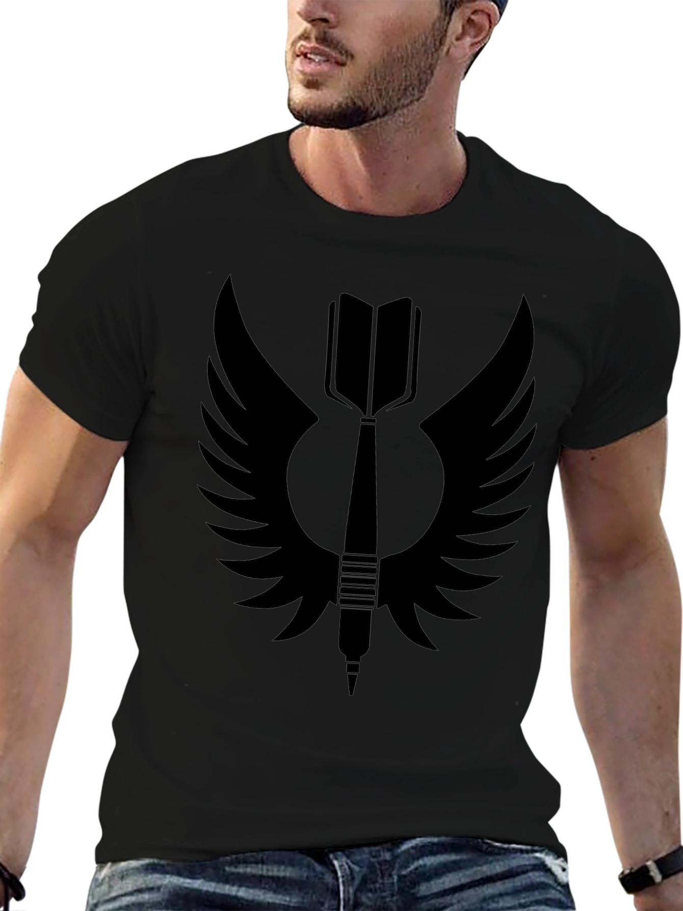 Winged Dart Graphic Tee - Stylish Mens Black T-Shirt