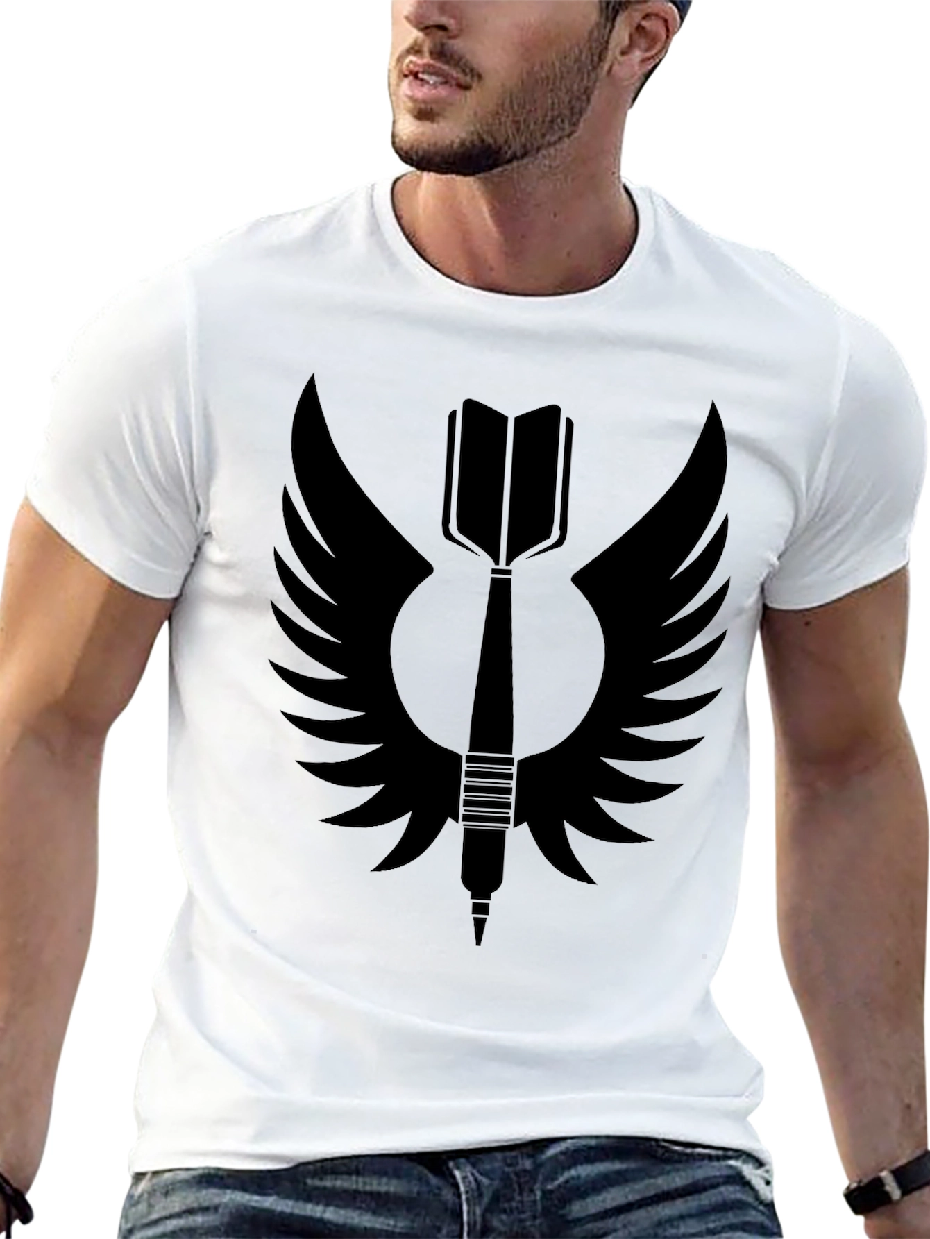 Winged Dart Graphic Tee - Stylish Mens Black T-Shirt