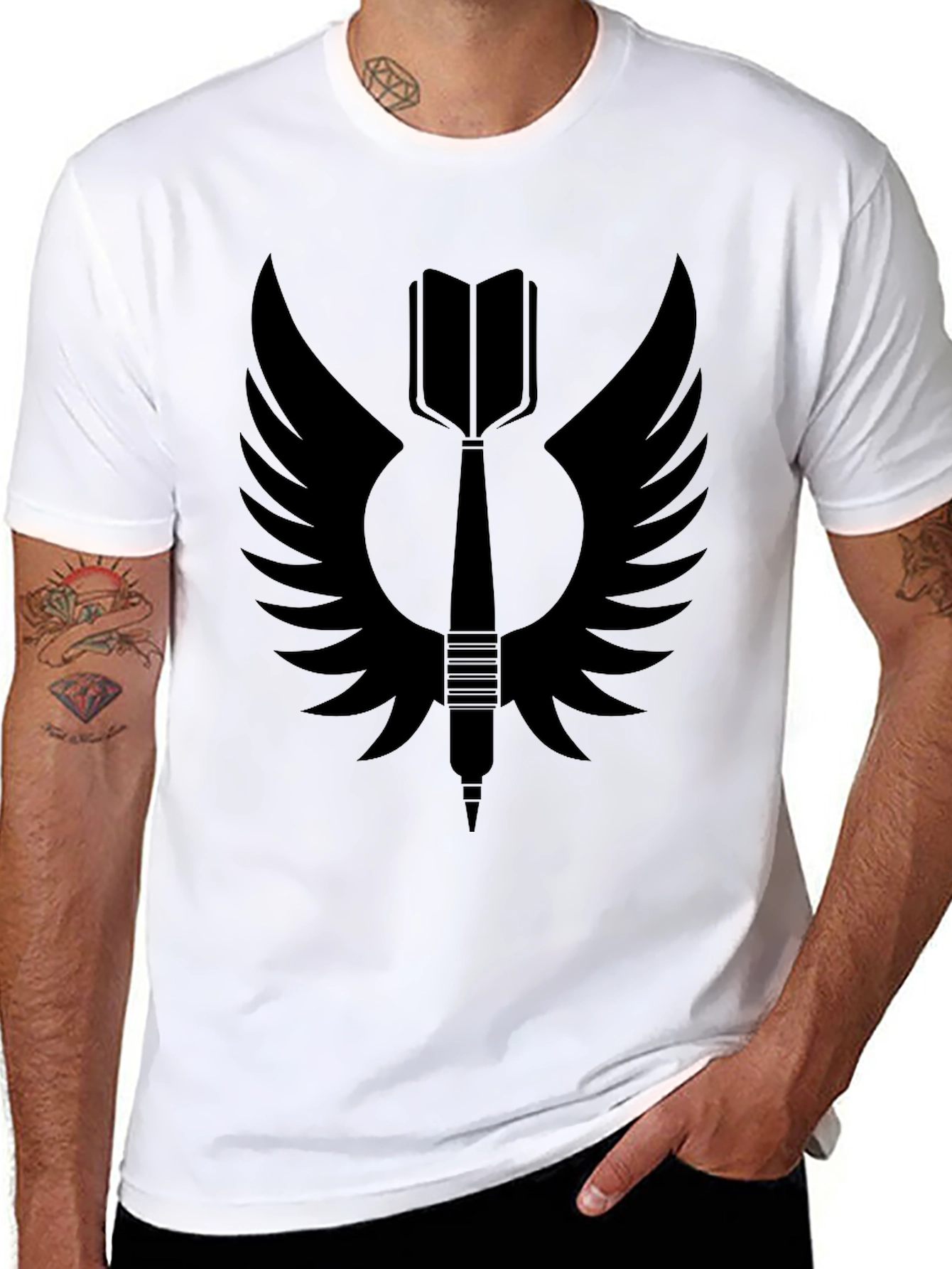 Winged Dart Graphic Tee - Stylish Mens Black T-Shirt