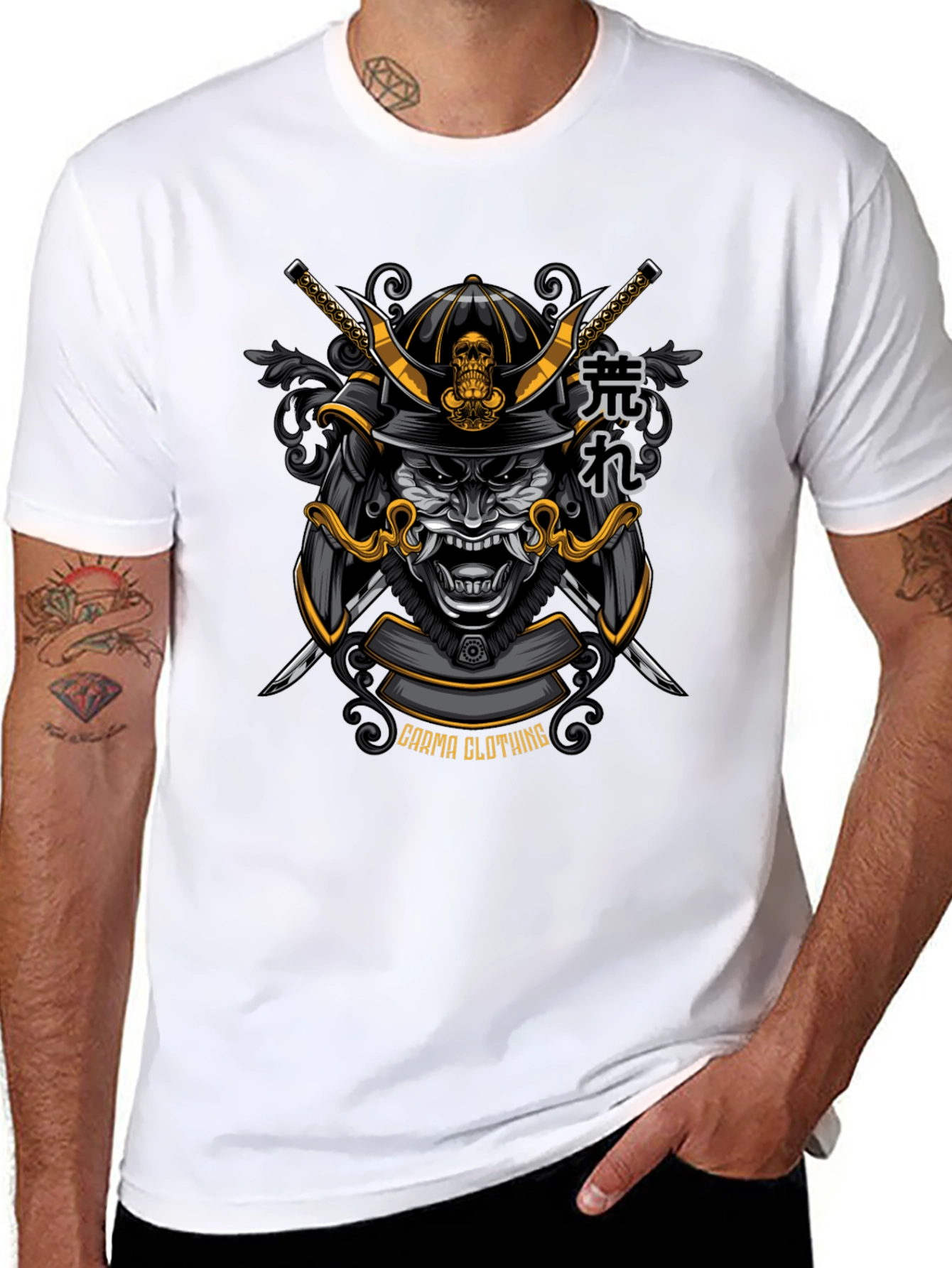Samurai Warrior Graphic Tee - Black Cotton T-Shirt