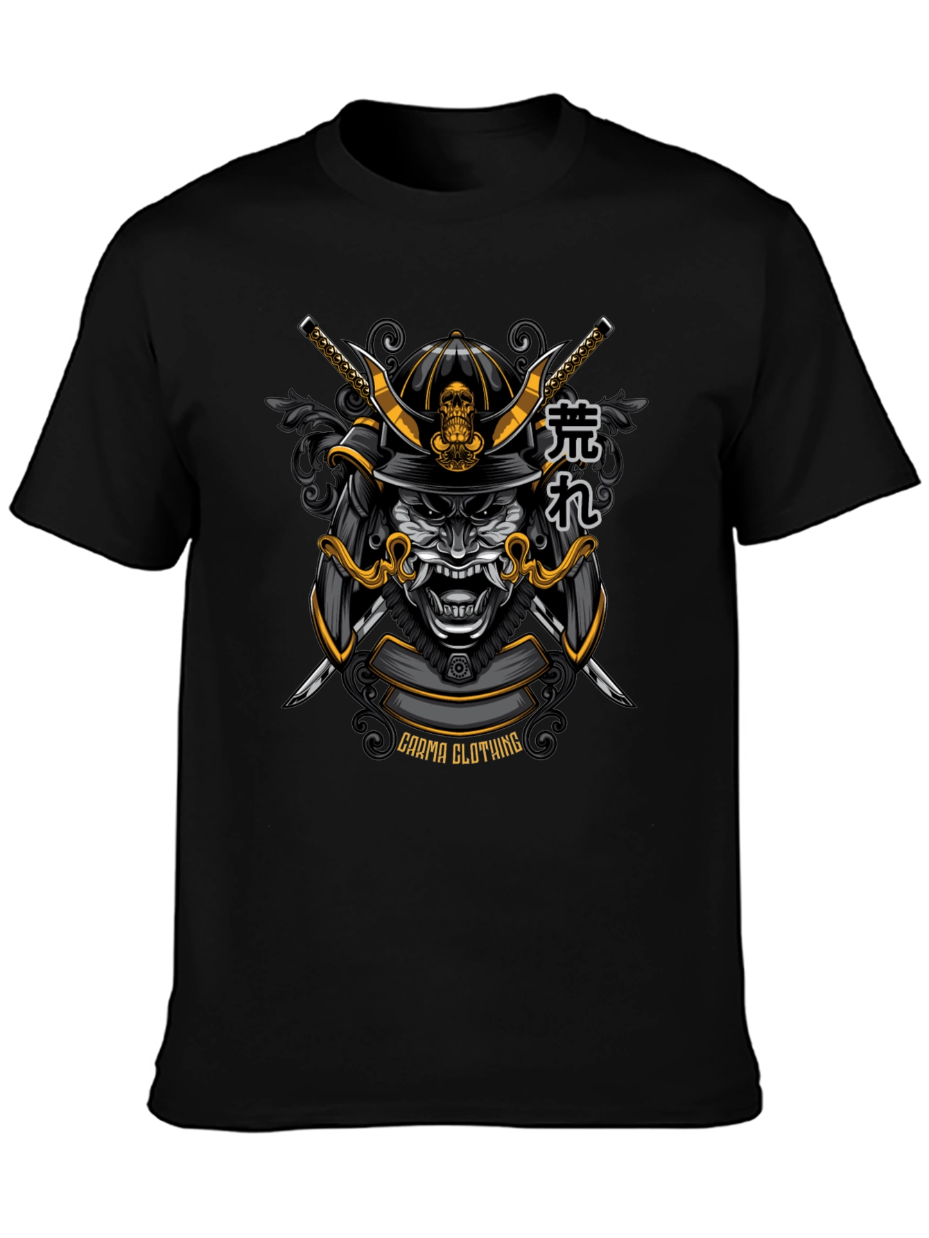Samurai Warrior Graphic Tee - Black Cotton T-Shirt