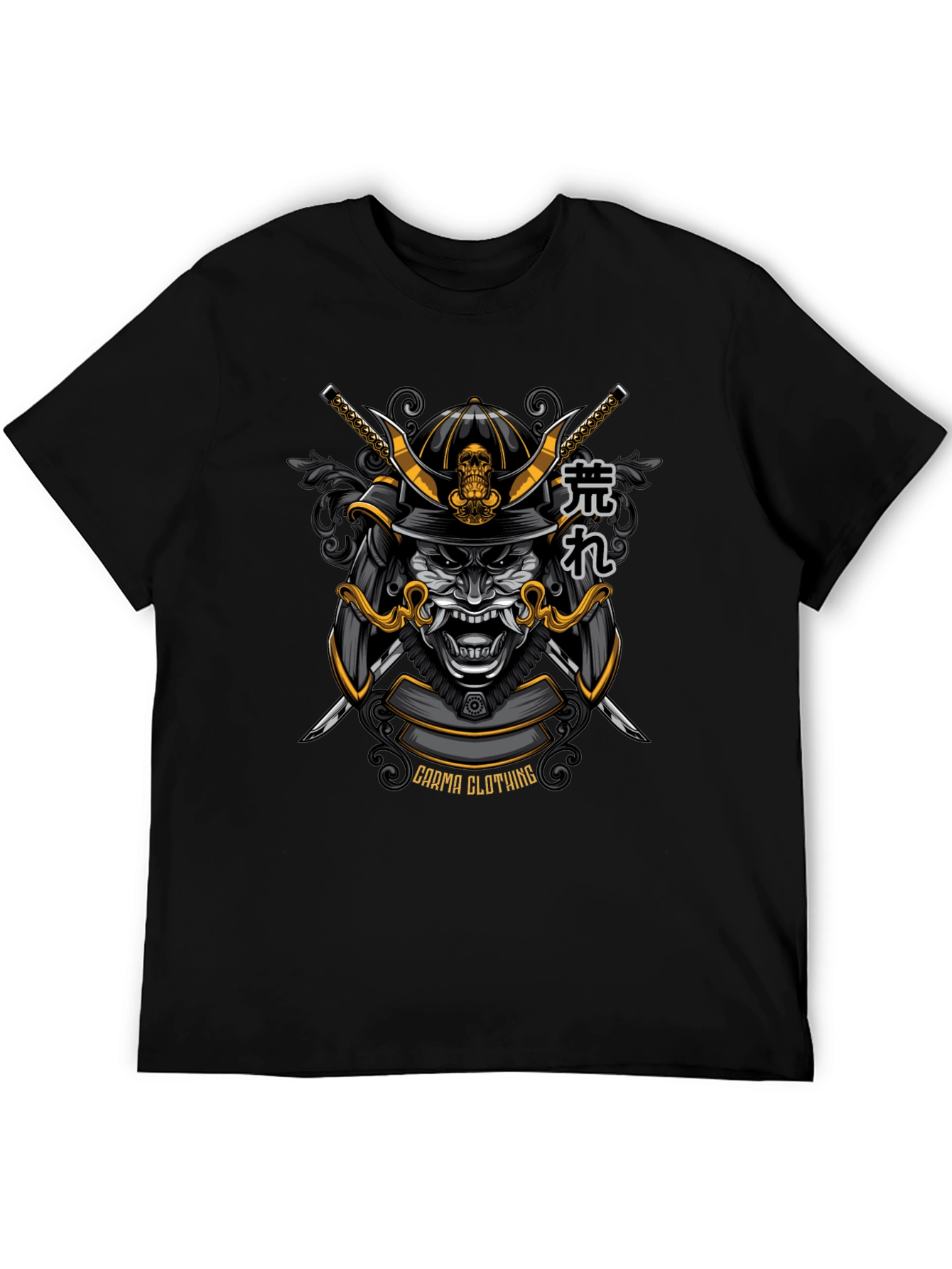 Samurai Warrior Graphic Tee - Black Cotton T-Shirt
