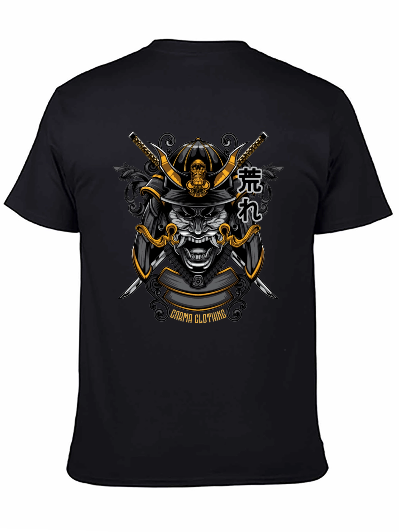 Samurai Warrior Graphic Tee - Black Cotton T-Shirt