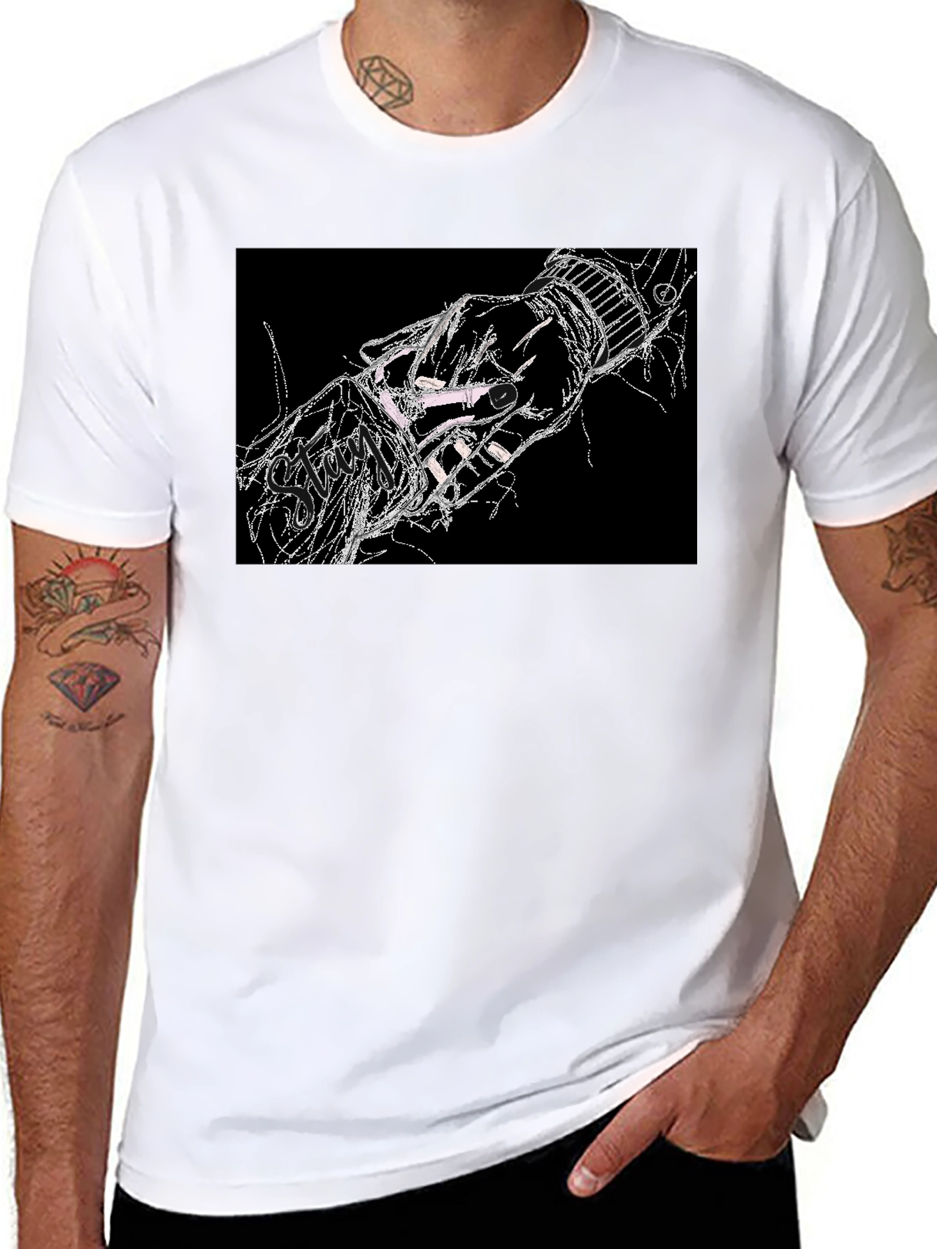 Abstract Hand Graphic Black T-Shirt