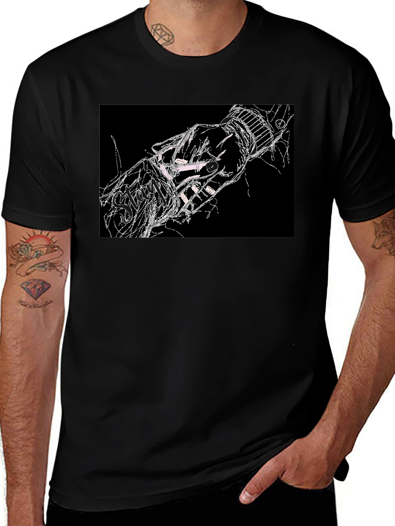 Abstract Hand Graphic Black T-Shirt