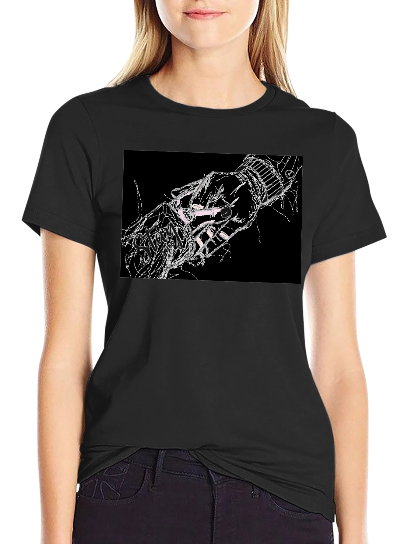 Abstract Hand Graphic Black T-Shirt