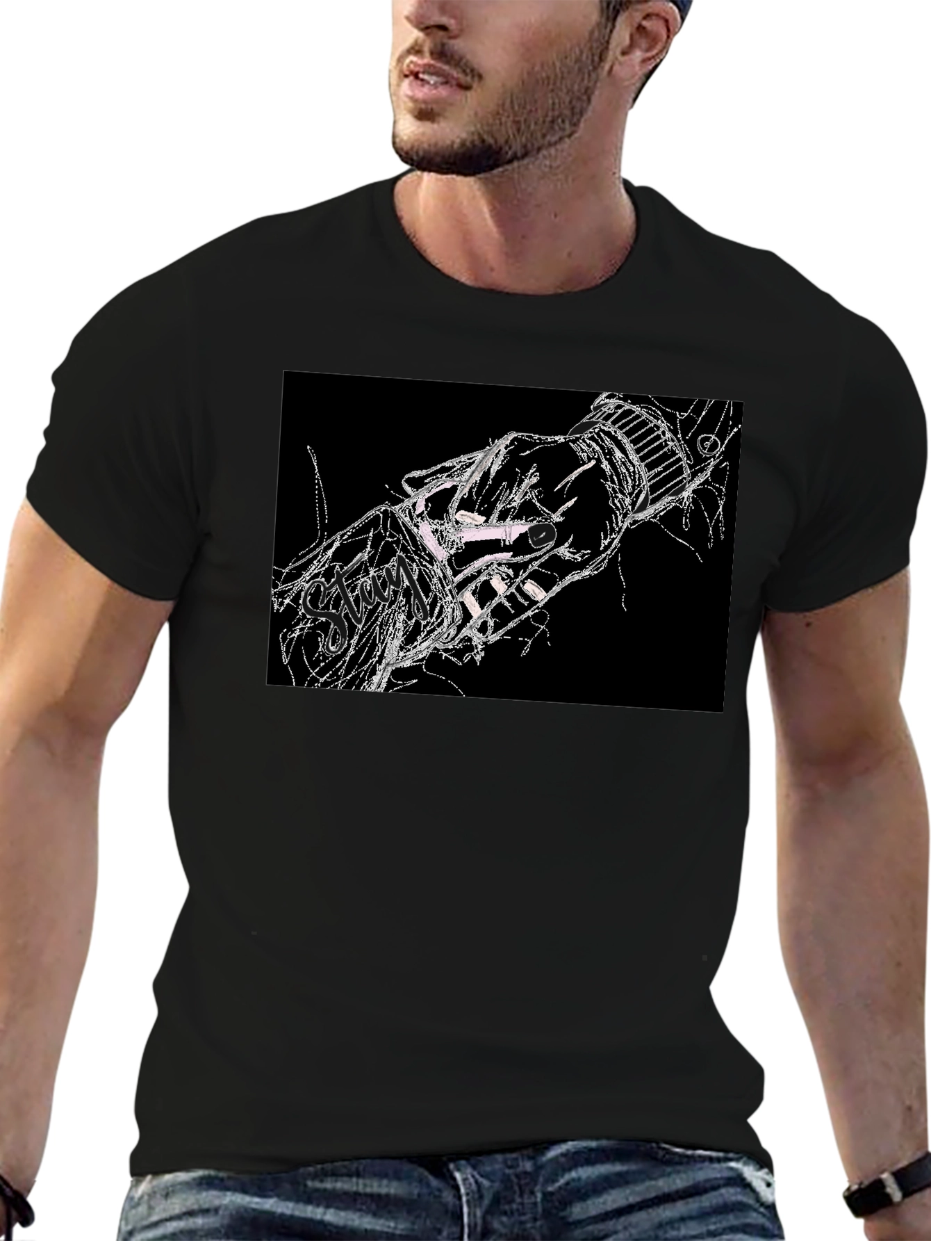 Abstract Hand Graphic Black T-Shirt