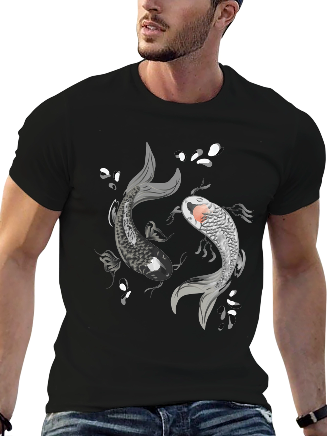 Yin Yang Koi Fish Graphic T-Shirt