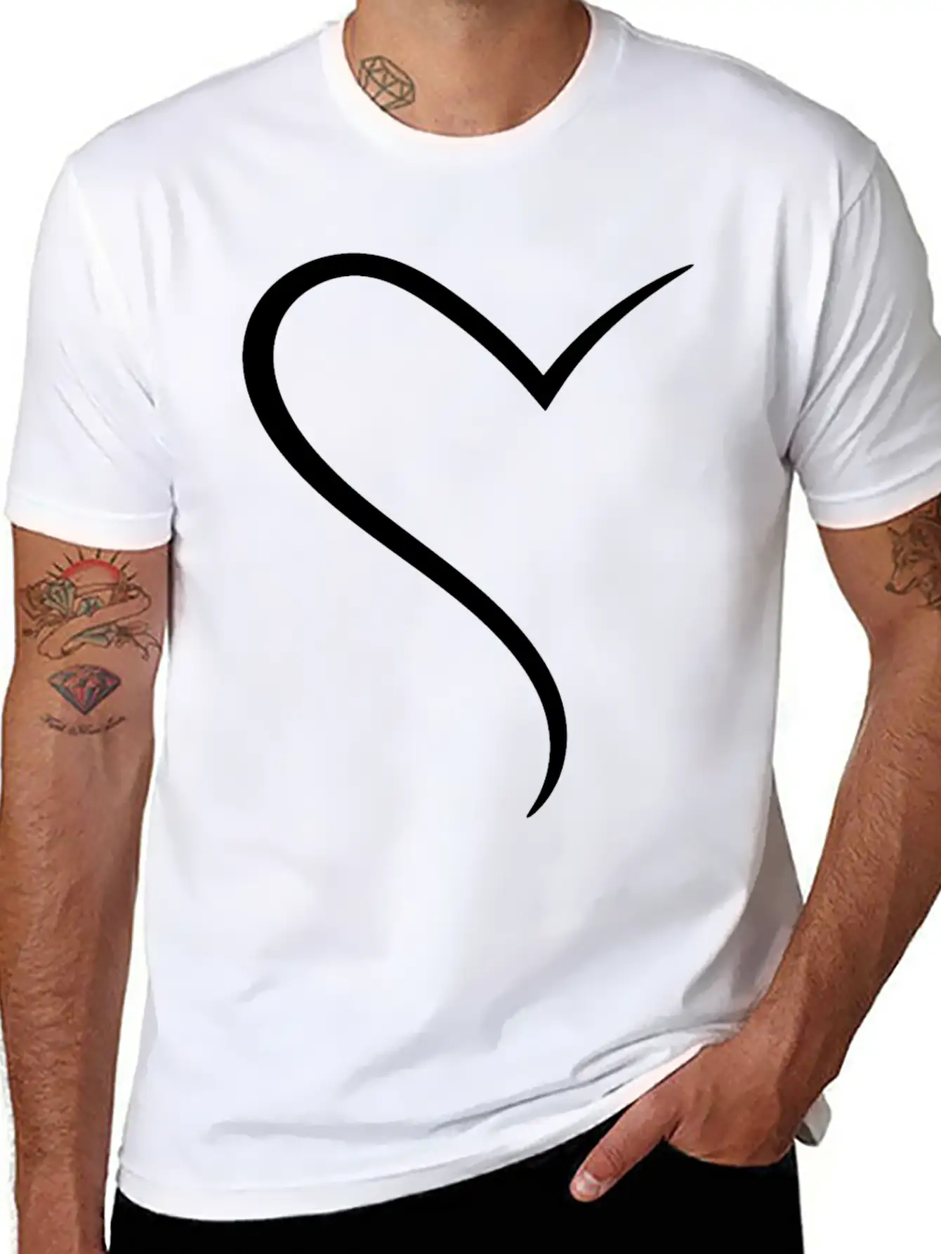 White Half Heart Casual Graphic T-Shirt – Simple And Comfortable Daily Wear