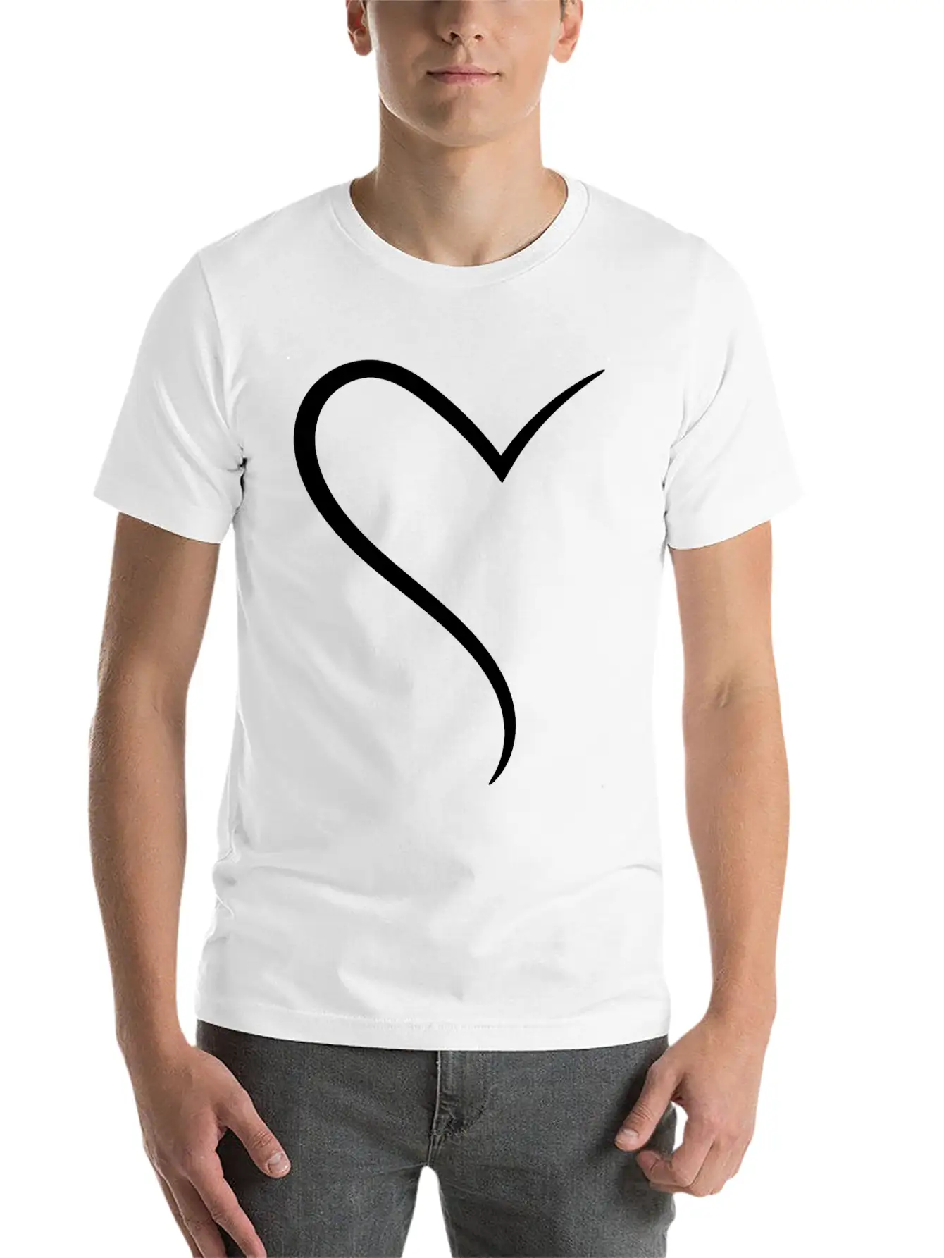 White Half Heart Casual Graphic T-Shirt – Simple And Comfortable Daily Wear