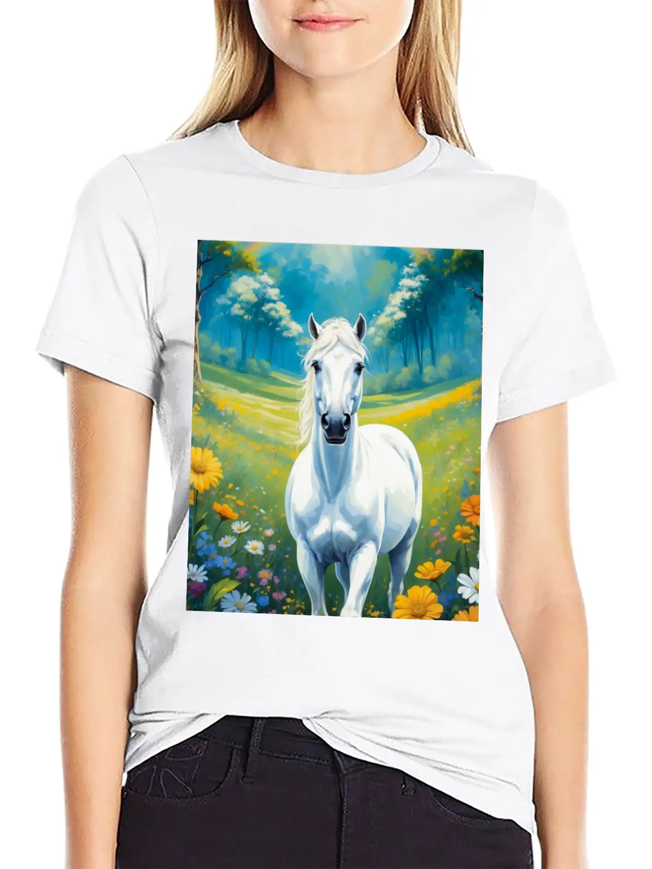 White Horse Timeless Short Sleeve Tee – Comfy And Minimalist Design