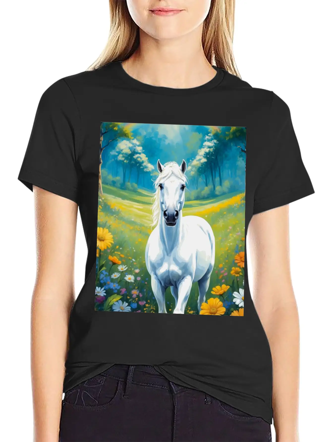 White Horse Timeless Short Sleeve Tee – Comfy And Minimalist Design