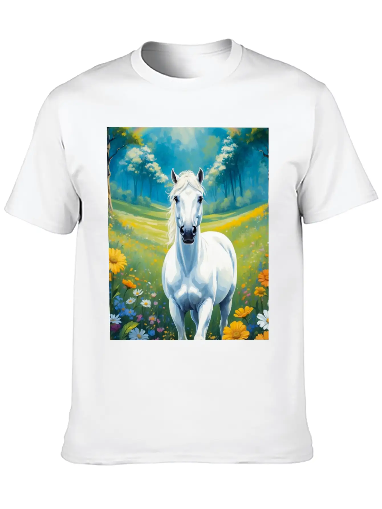 White Horse Timeless Short Sleeve Tee – Comfy And Minimalist Design