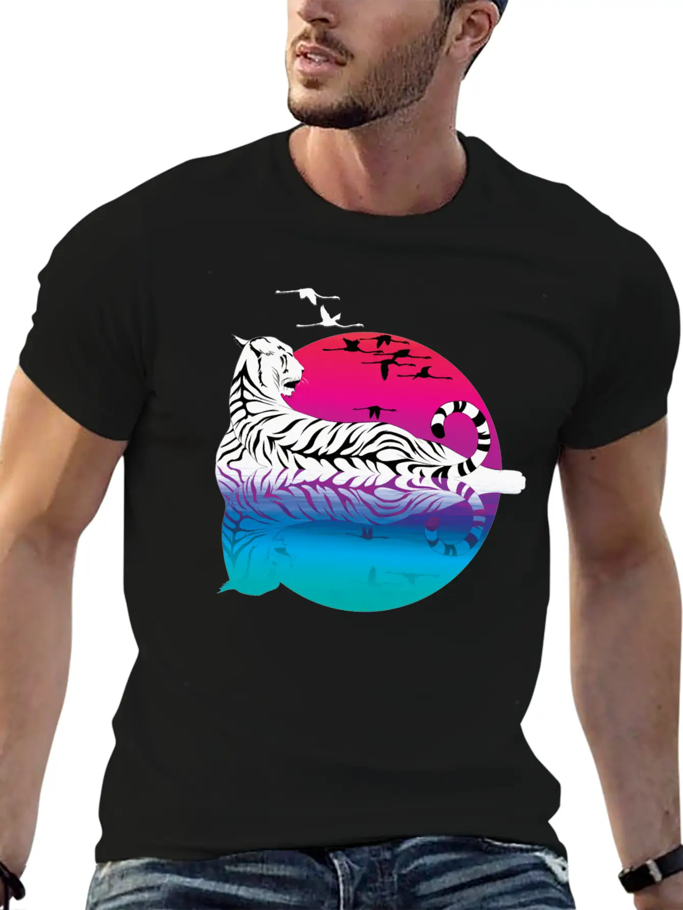 White Tiger Casual Graphic T-Shirt – Simple And Comfortable Daily Wear
