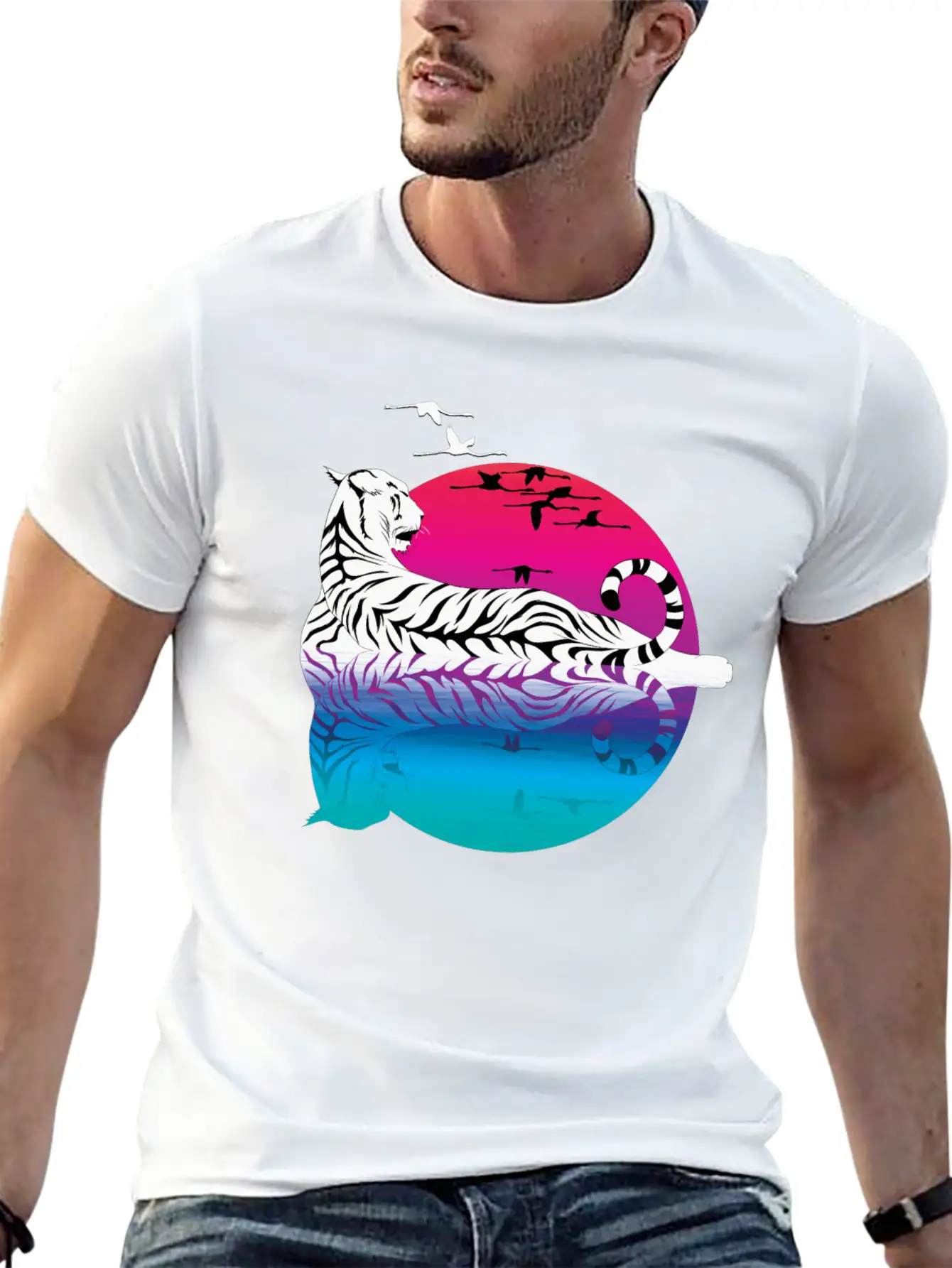 White Tiger Casual Graphic T-Shirt – Simple And Comfortable Daily Wear