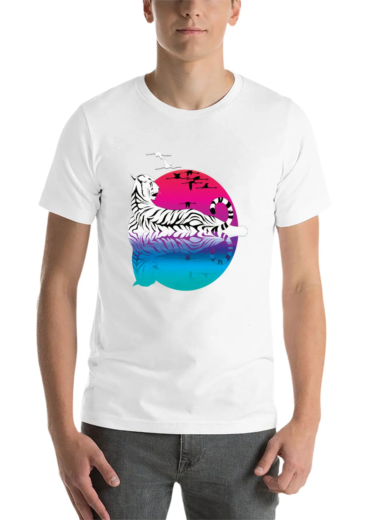 White Tiger Casual Graphic T-Shirt – Simple And Comfortable Daily Wear