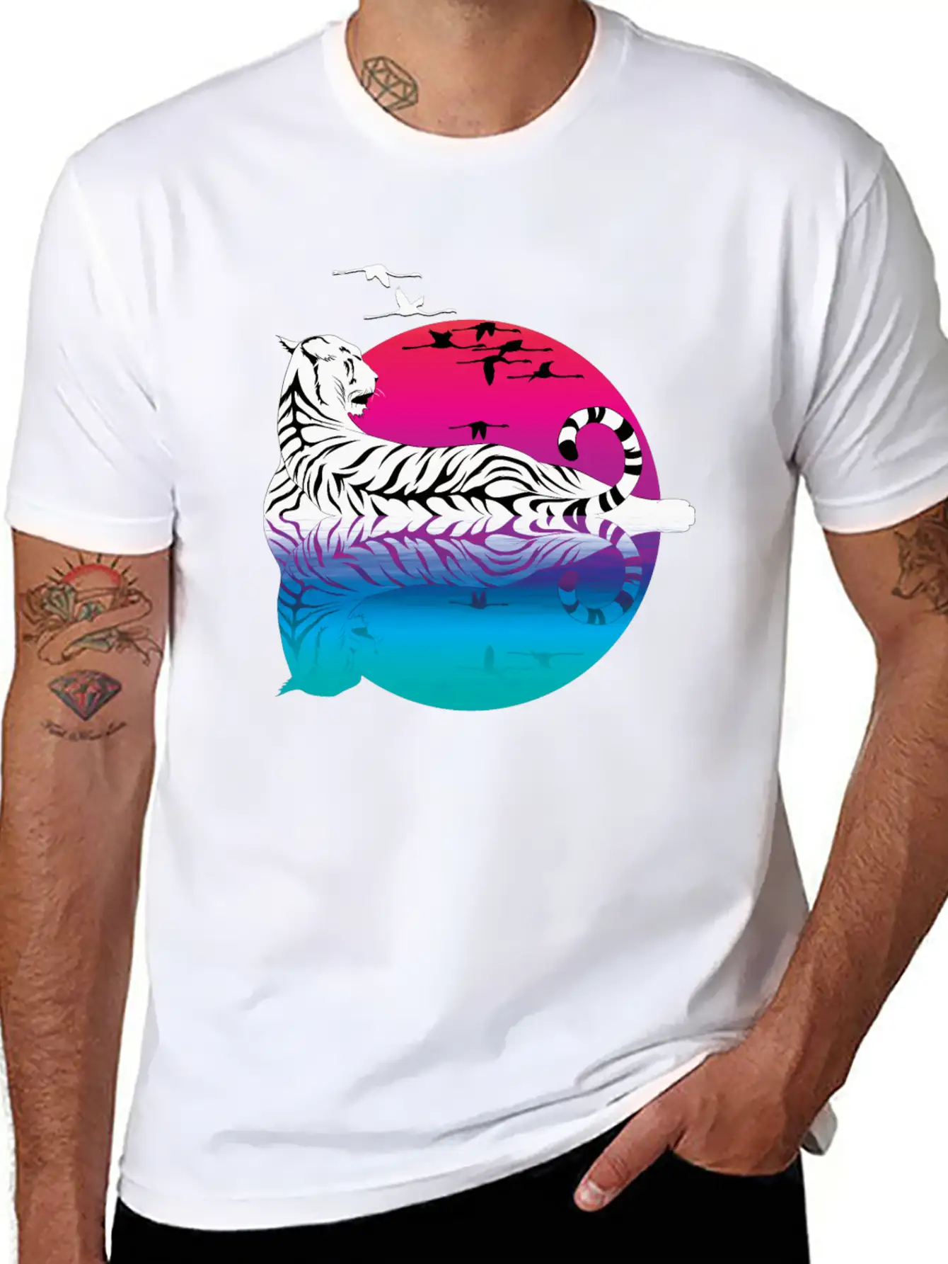 White Tiger Casual Graphic T-Shirt – Simple And Comfortable Daily Wear