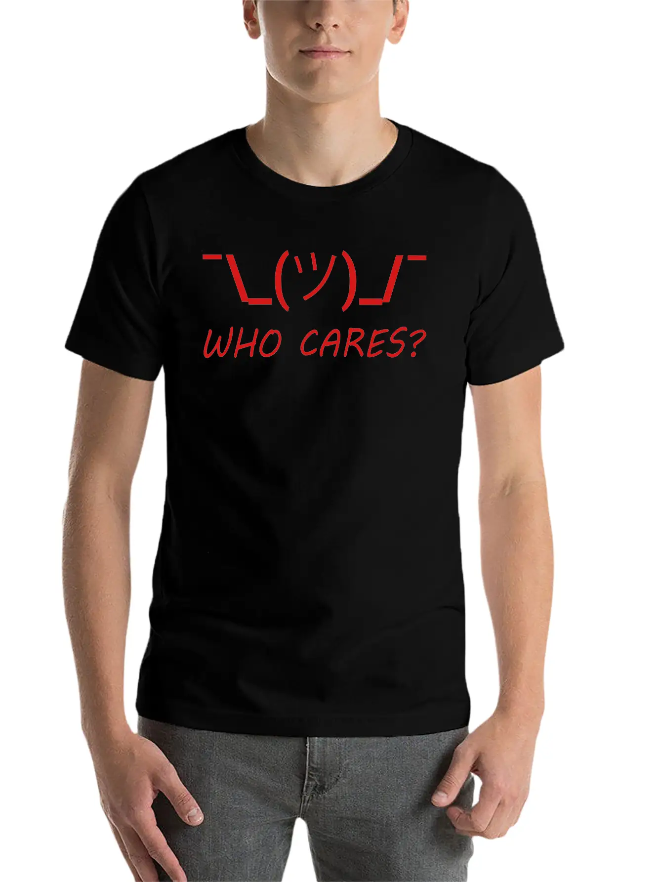 WHO CARES (v) Casual Graphic T-Shirt – Simple And Comfortable Daily Wear