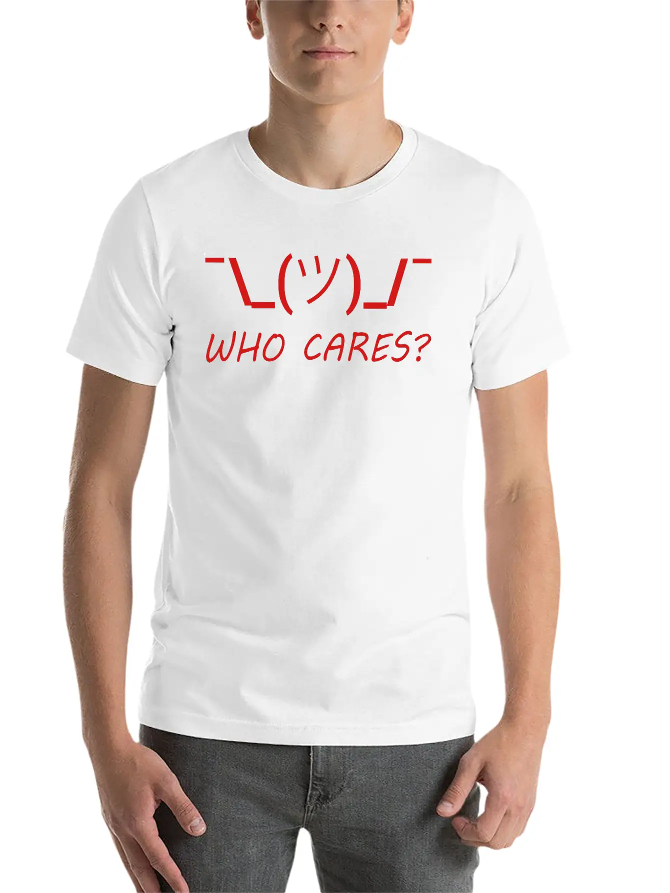 WHO CARES (v) Casual Graphic T-Shirt – Simple And Comfortable Daily Wear