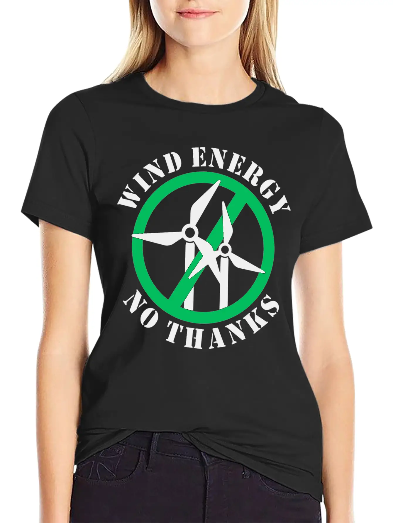 Wind Energy No Thanks Casual Graphic T-Shirt – Simple And Comfortable Daily Wear