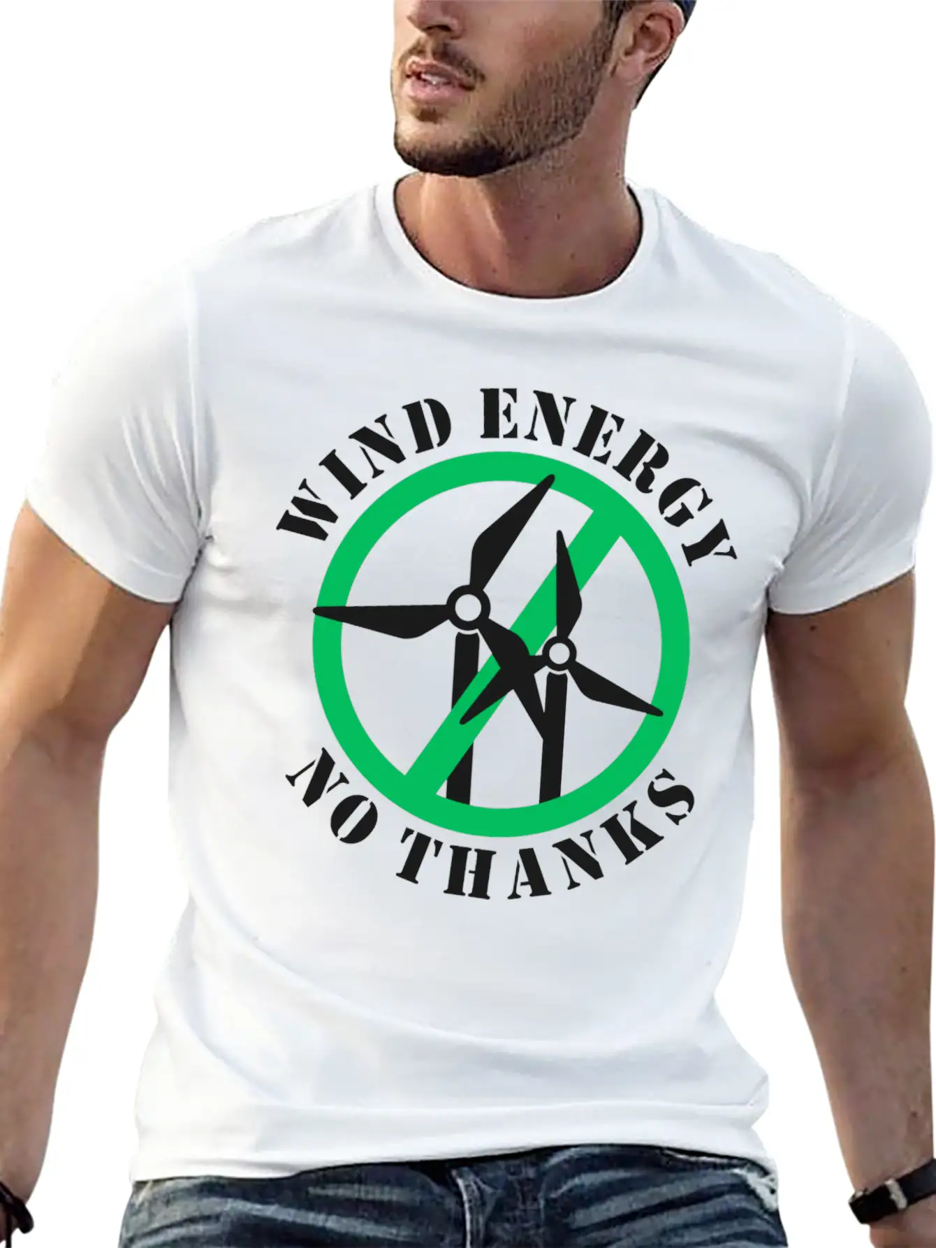 Wind Energy No Thanks Casual Graphic T-Shirt – Simple And Comfortable Daily Wear