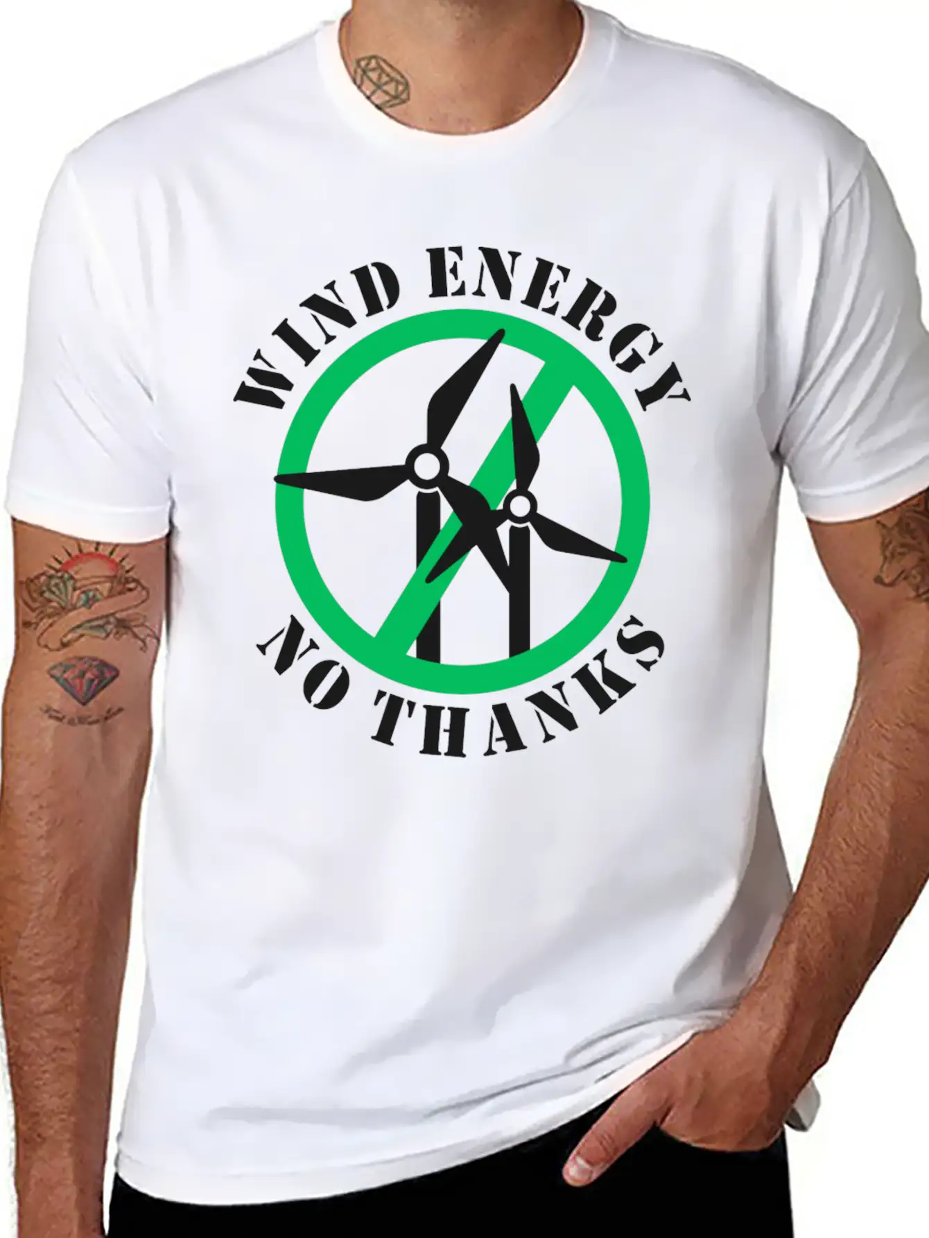 Wind Energy No Thanks Casual Graphic T-Shirt – Simple And Comfortable Daily Wear