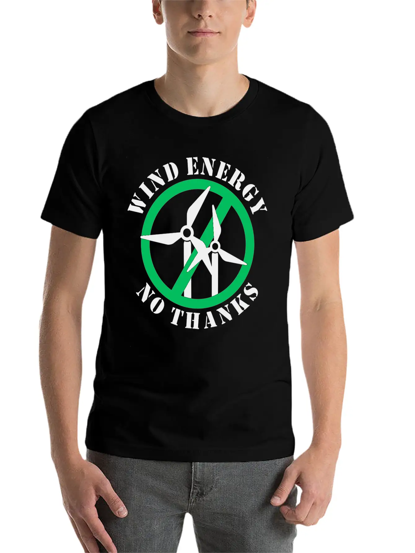 Wind Energy No Thanks Casual Graphic T-Shirt – Simple And Comfortable Daily Wear