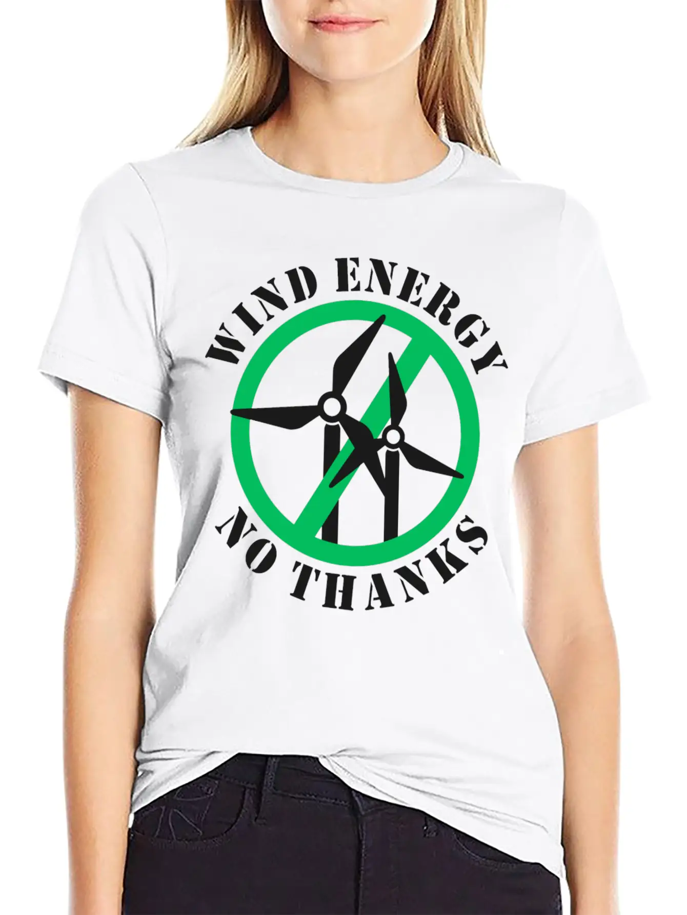 Wind Energy No Thanks Casual Graphic T-Shirt – Simple And Comfortable Daily Wear