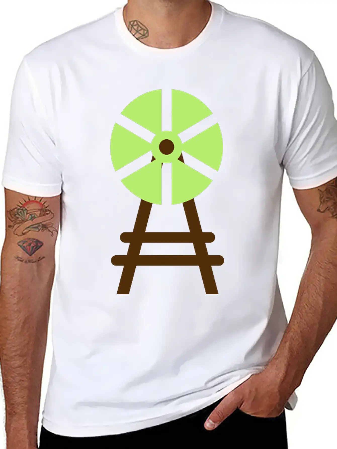 Wind Wheel Casual Graphic T-Shirt – Simple And Comfortable Daily Wear